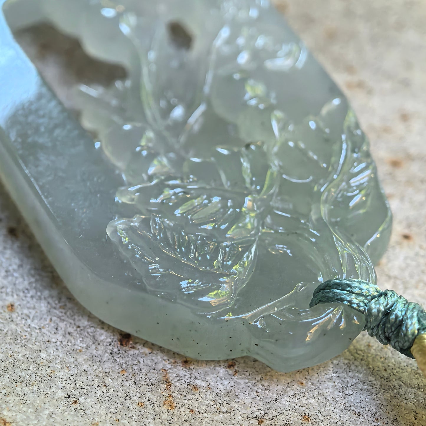 Natural Grade-A Icy Glutinous Pale Green Openwork Gourd Vine Jadeite Pendant · Burmese Jade