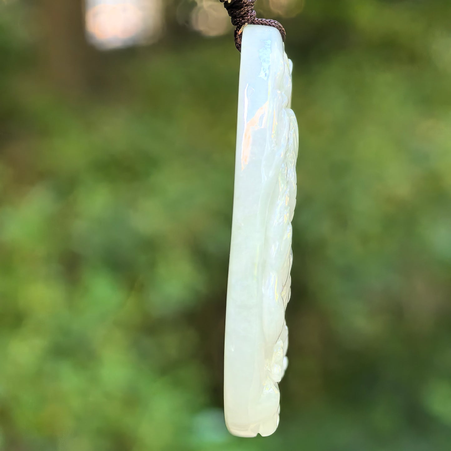 Natural Grade-A Glutinous Pale Green Tiger Jadeite Pendant · Burmese Jade