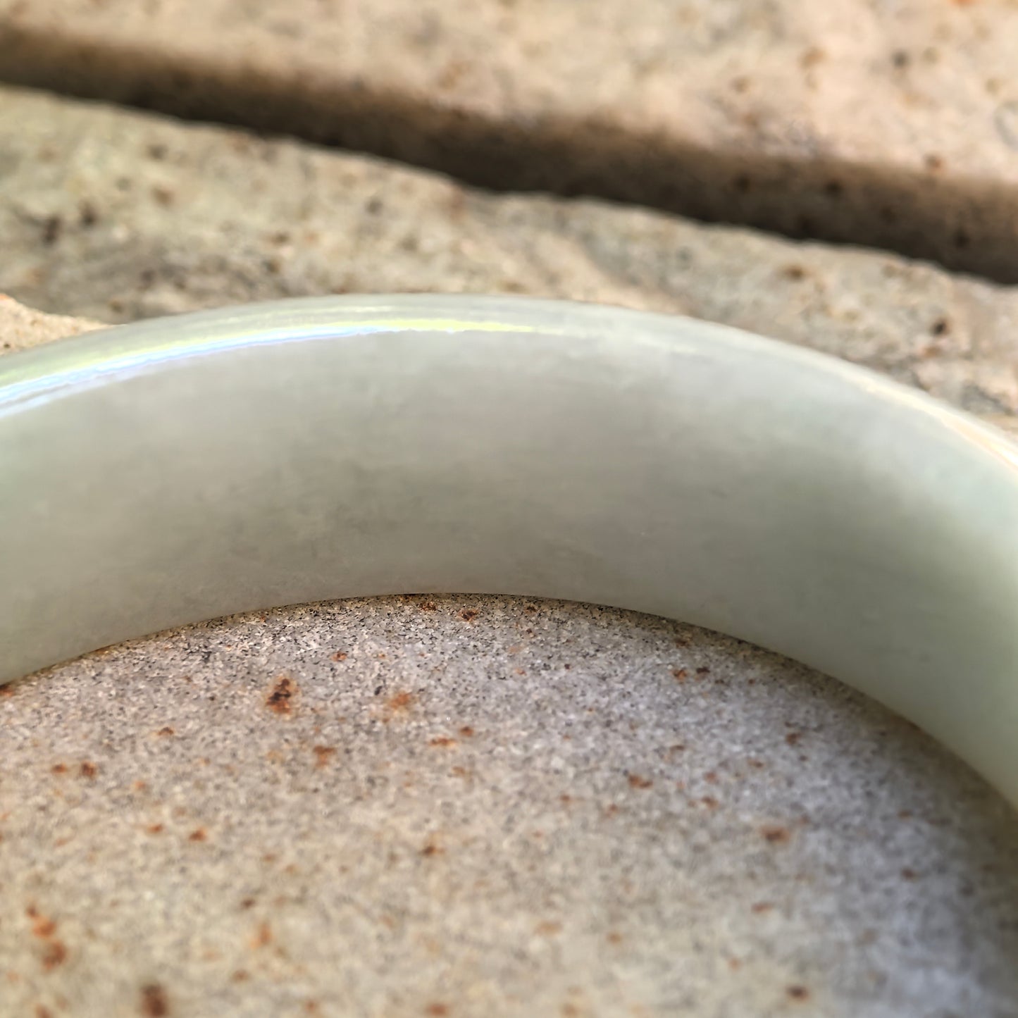 Natural Grade-A Glutinous White and Green Oval Jadeite Bangle · Burmese Jade 52mm