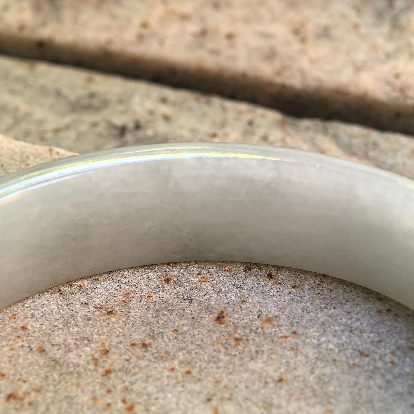 Natural Grade-A Glutinous White and Green Oval Jadeite Bangle · Burmese Jade 52mm