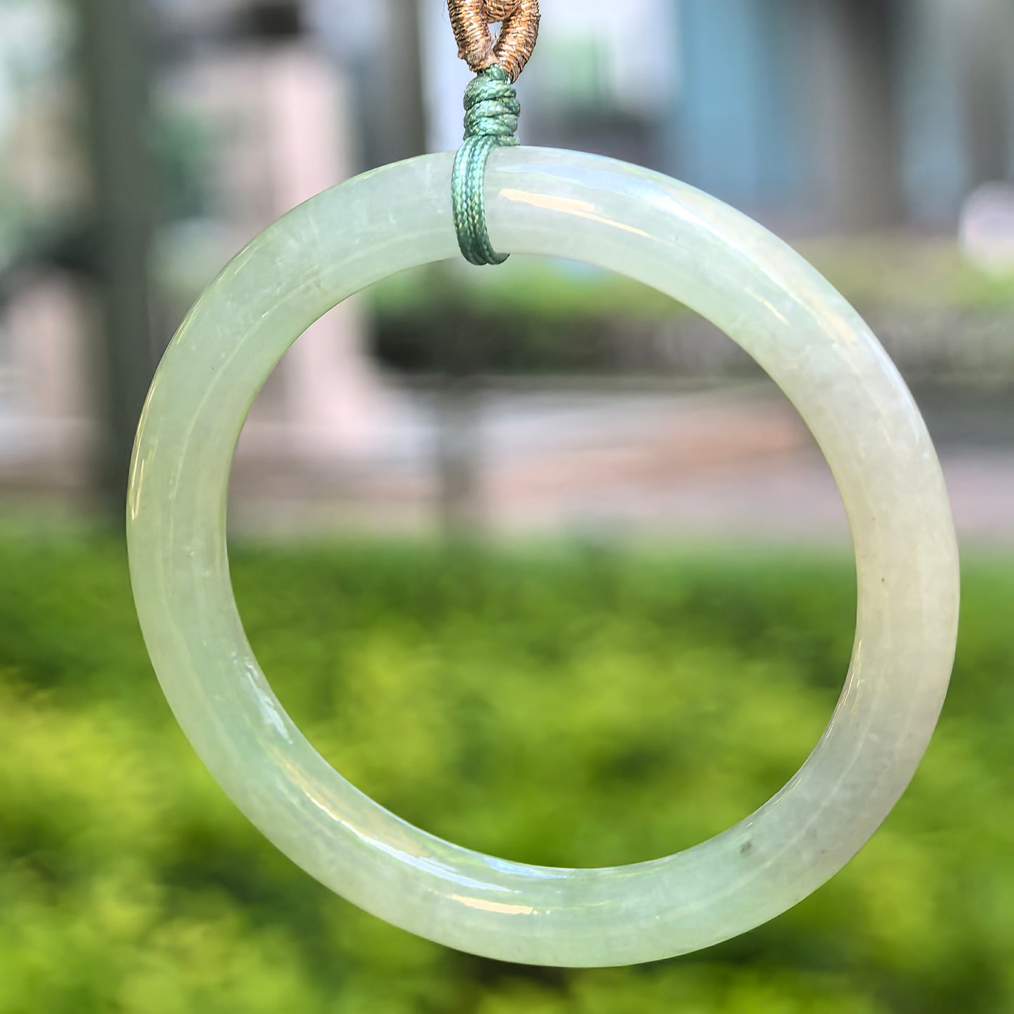 Natural Grade-A Glutinous Light Green Child Jadeite Bangle · Burmese Jade