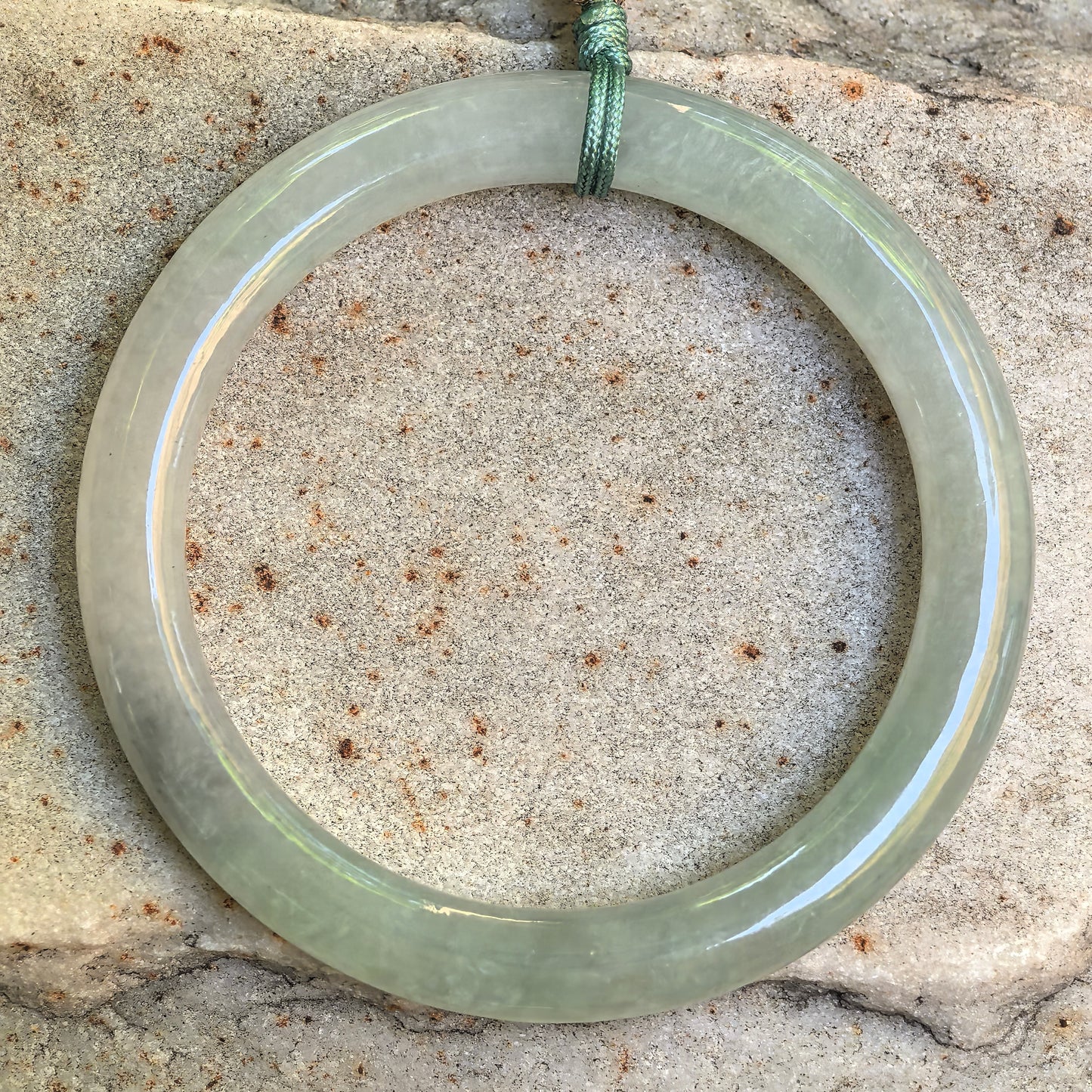 Natural Grade-A Glutinous Light Green Child Jadeite Bangle · Burmese Jade