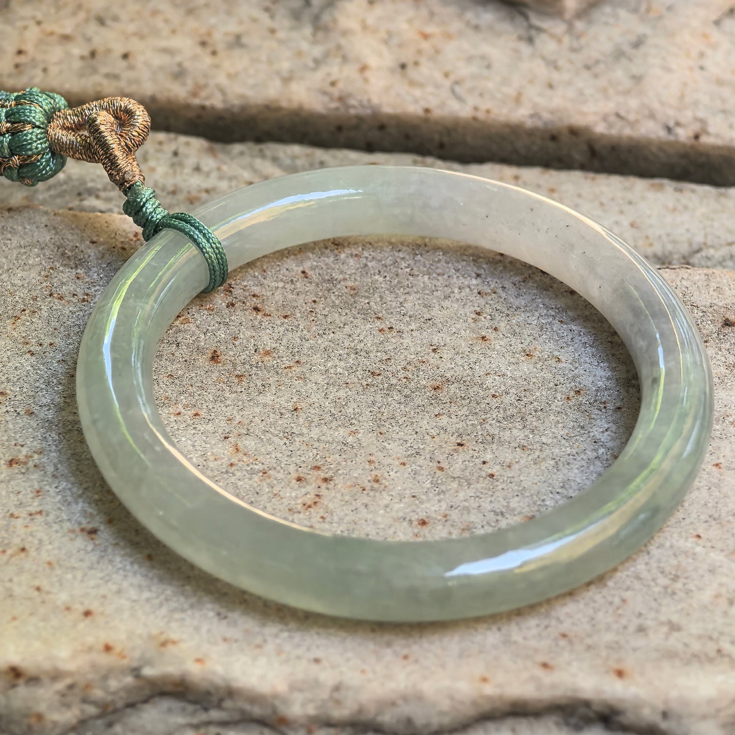 Natural Grade-A Glutinous Light Green Child Jadeite Bangle · Burmese Jade