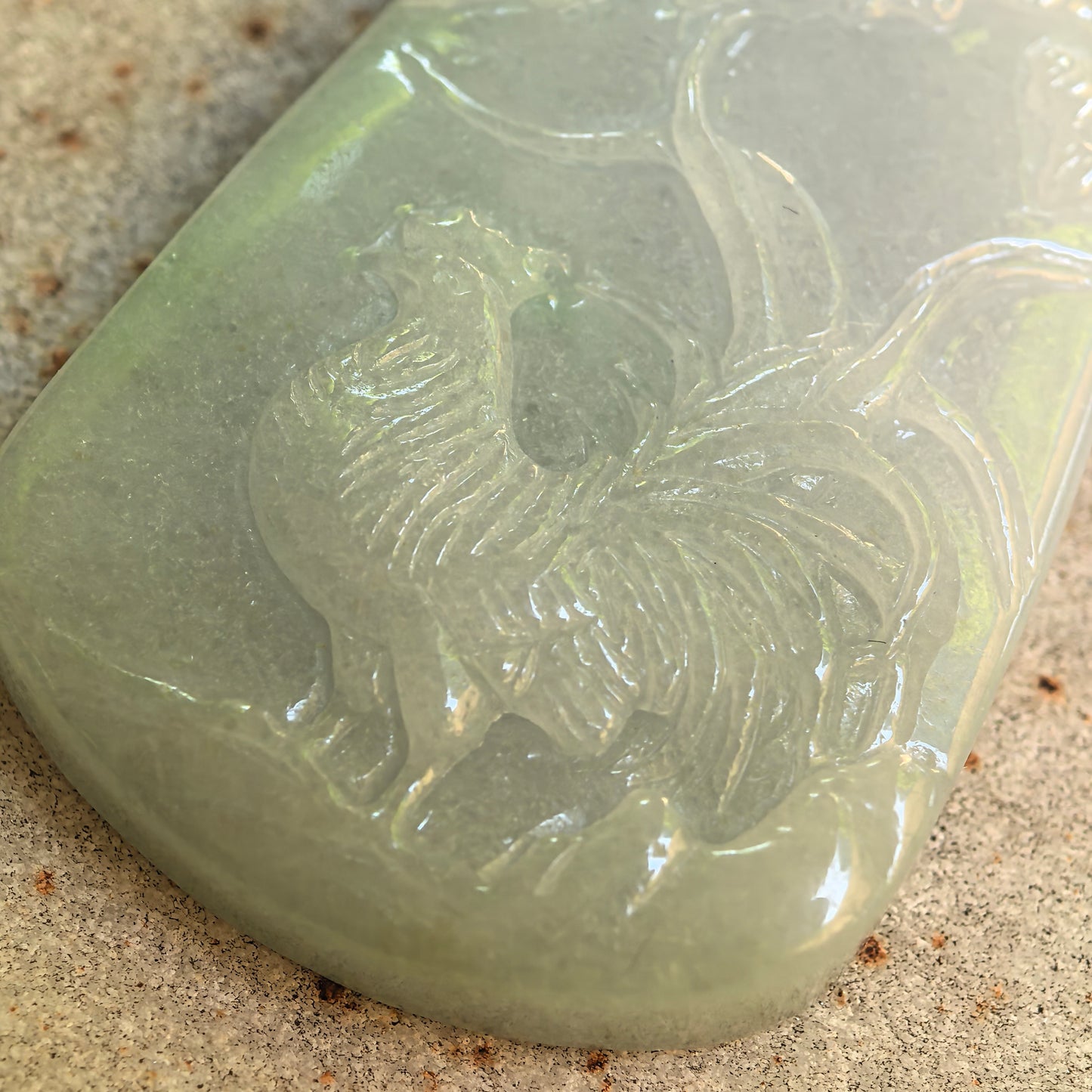 Natural Grade-A Glutinous Light Green Rooster Jadeite Pendant · Burmese Jade