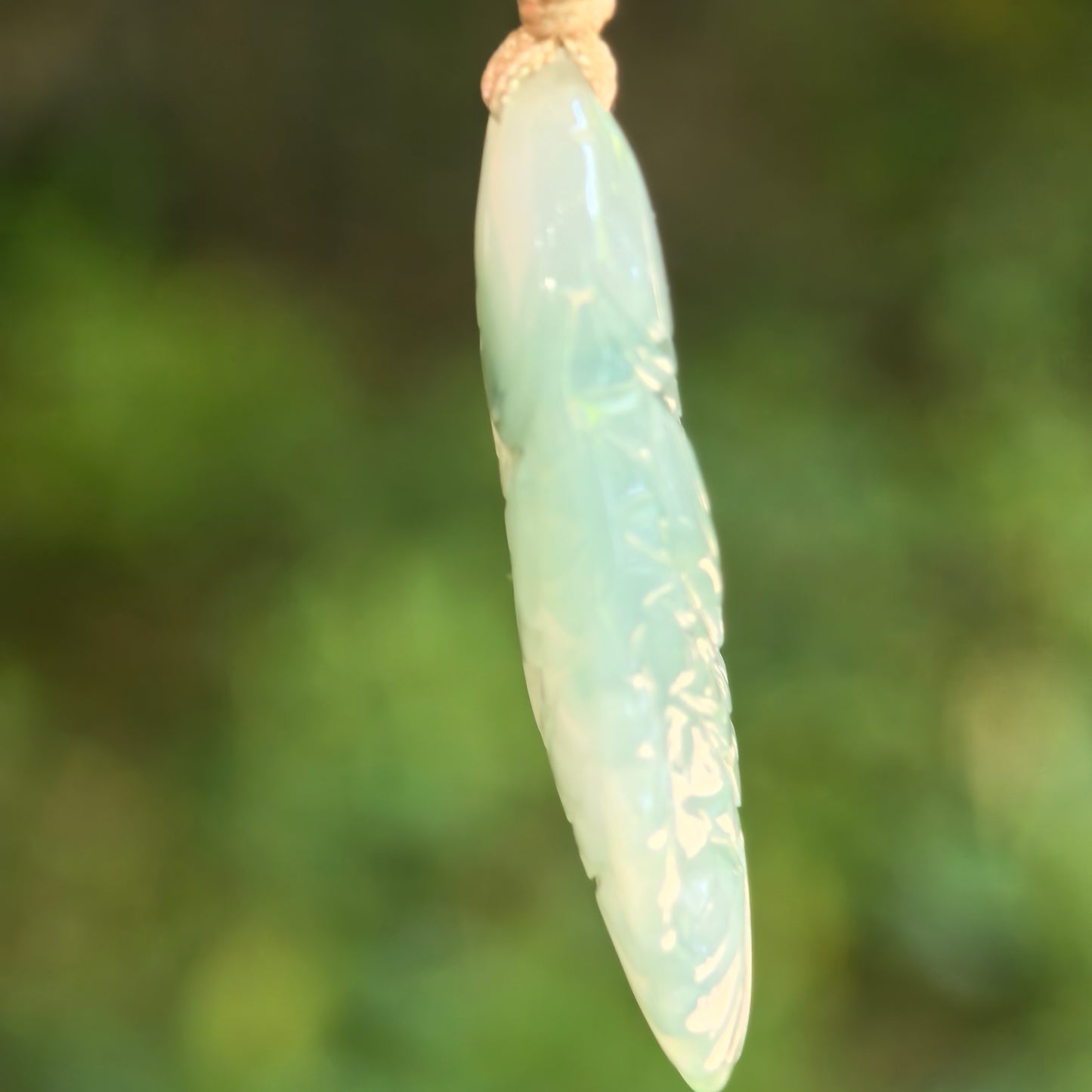 Natural Grade-A Glutinous Light Green Fish Jadeite Pendant · Burmese Jade