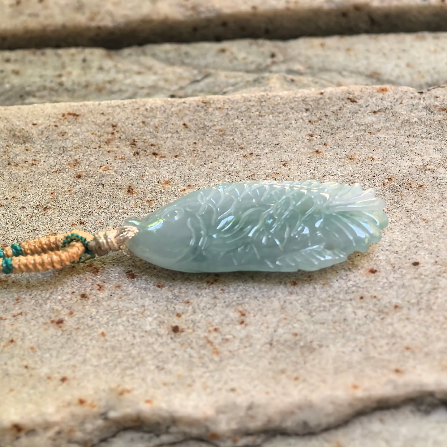 Natural Grade-A Glutinous Light Green Fish Jadeite Pendant · Burmese Jade