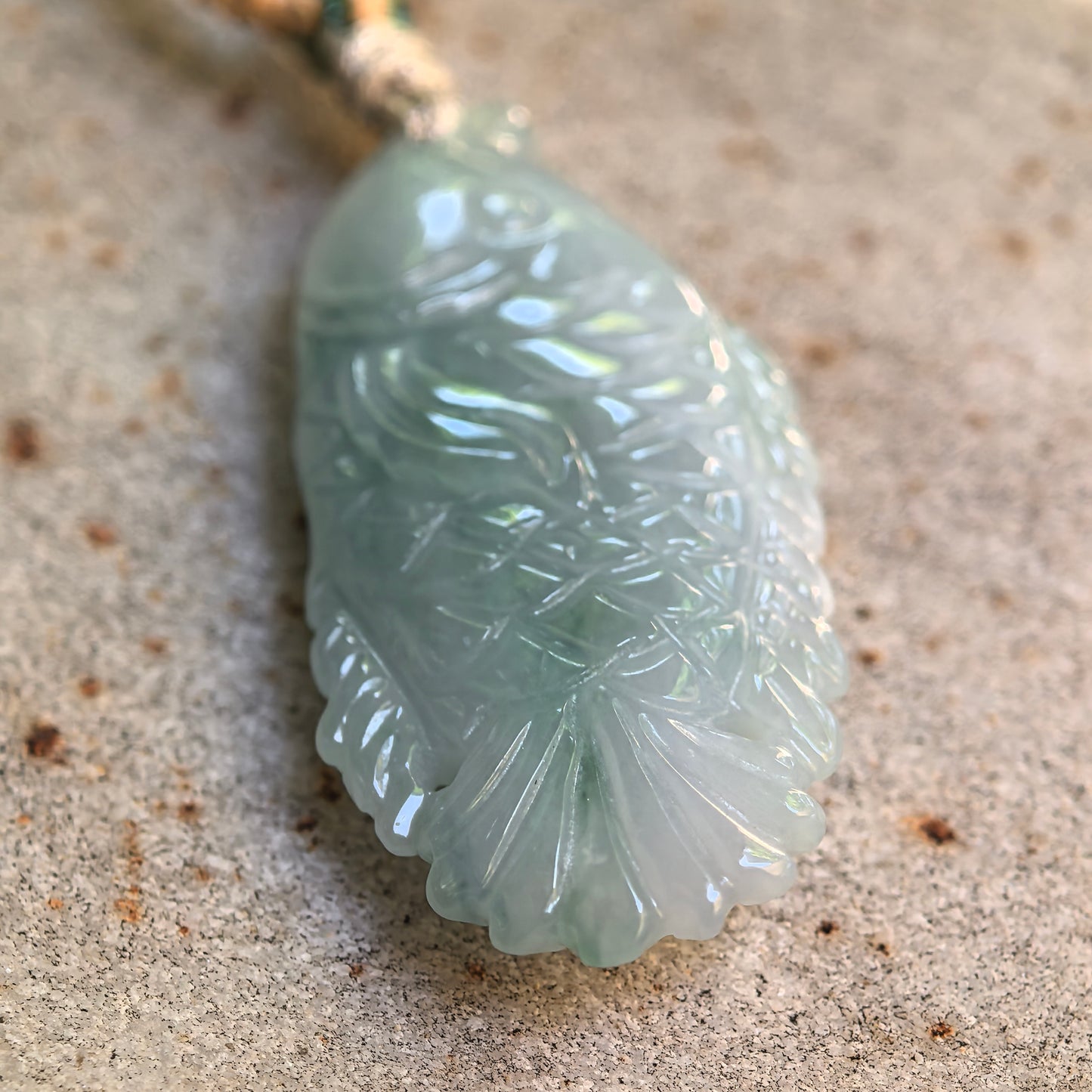 Natural Grade-A Glutinous Light Green Fish Jadeite Pendant · Burmese Jade