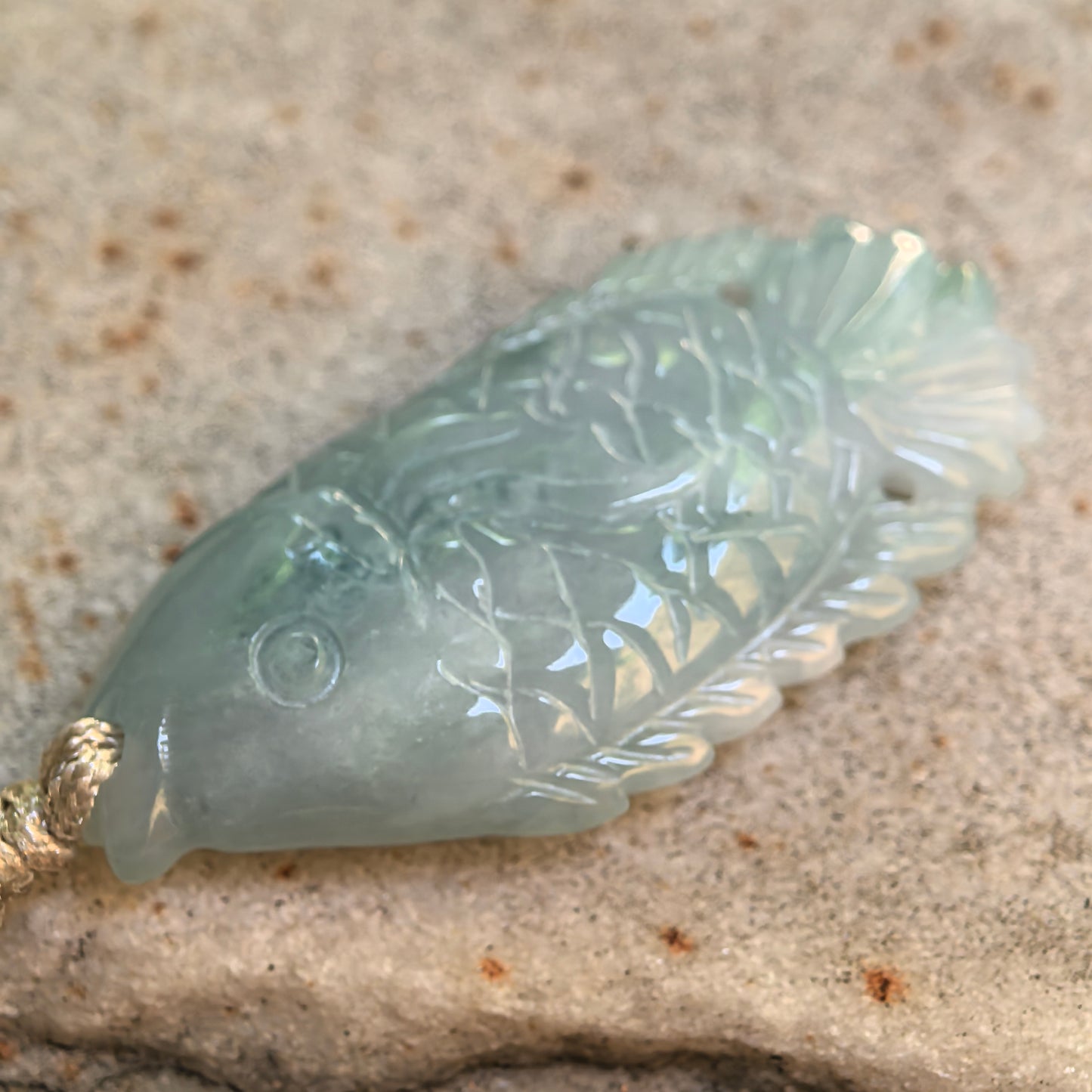 Natural Grade-A Glutinous Light Green Fish Jadeite Pendant · Burmese Jade