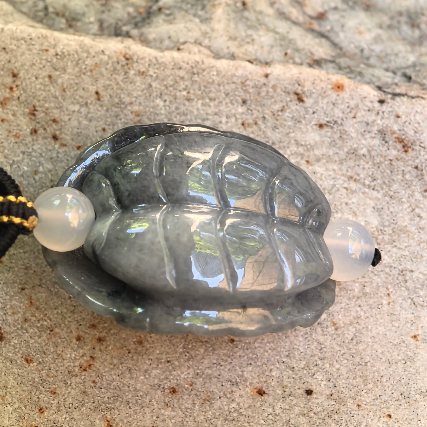 Natural Grade-A Glutinous Gray-Black Turtle Shell Jadeite Pendant · Burmese Jade