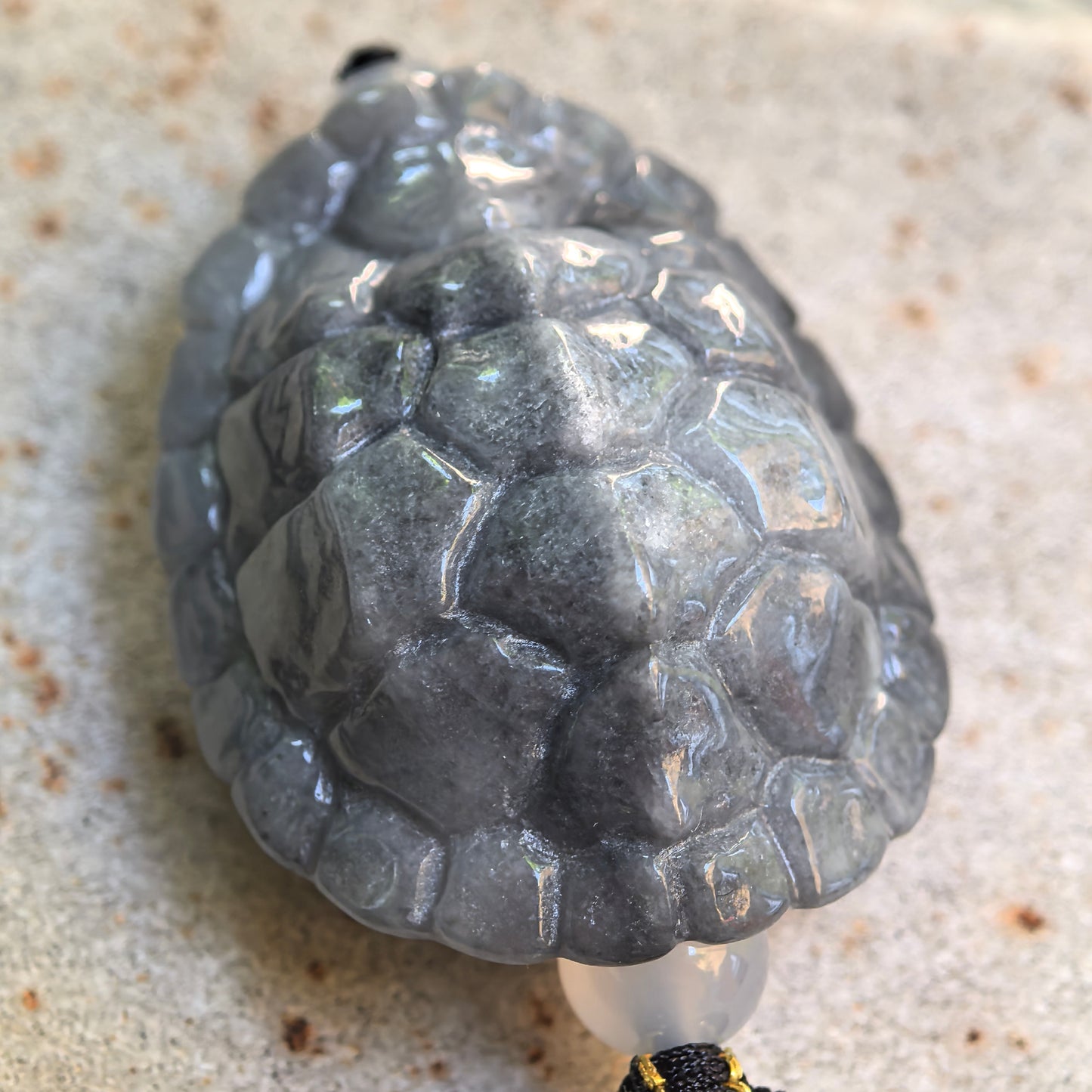 Natural Grade-A Glutinous Gray-Black Turtle Shell Jadeite Pendant · Burmese Jade