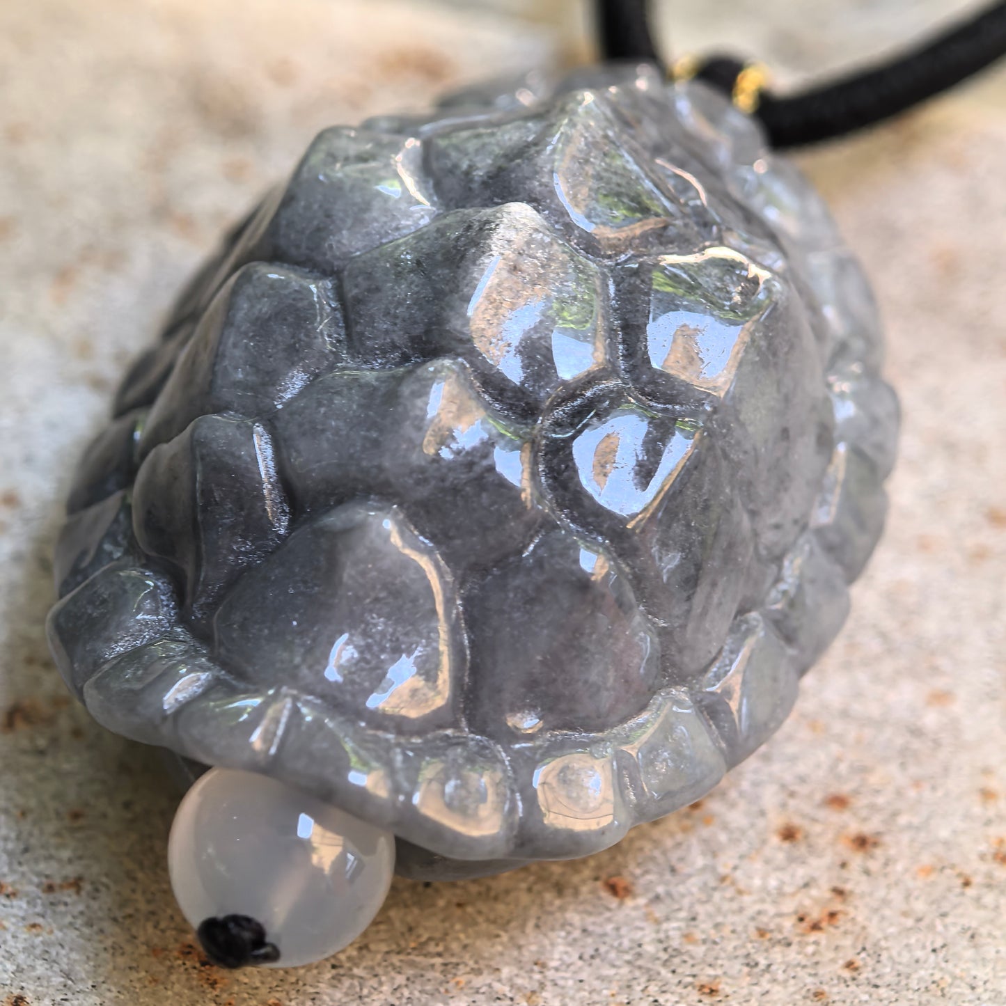 Natural Grade-A Glutinous Gray-Black Turtle Shell Jadeite Pendant · Burmese Jade