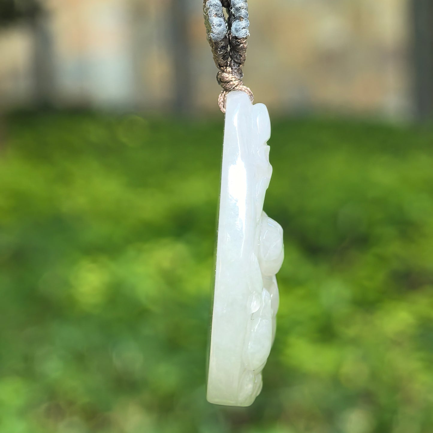 Natural Grade-A Glutinous White Rabbit Jadeite Pendant · Burmese Jade