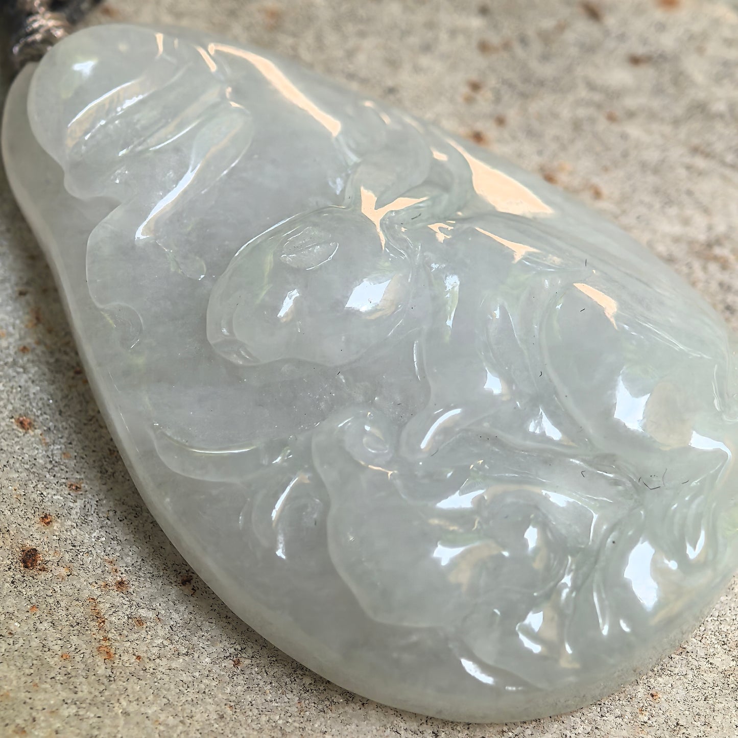 Natural Grade-A Glutinous White Rabbit Jadeite Pendant · Burmese Jade