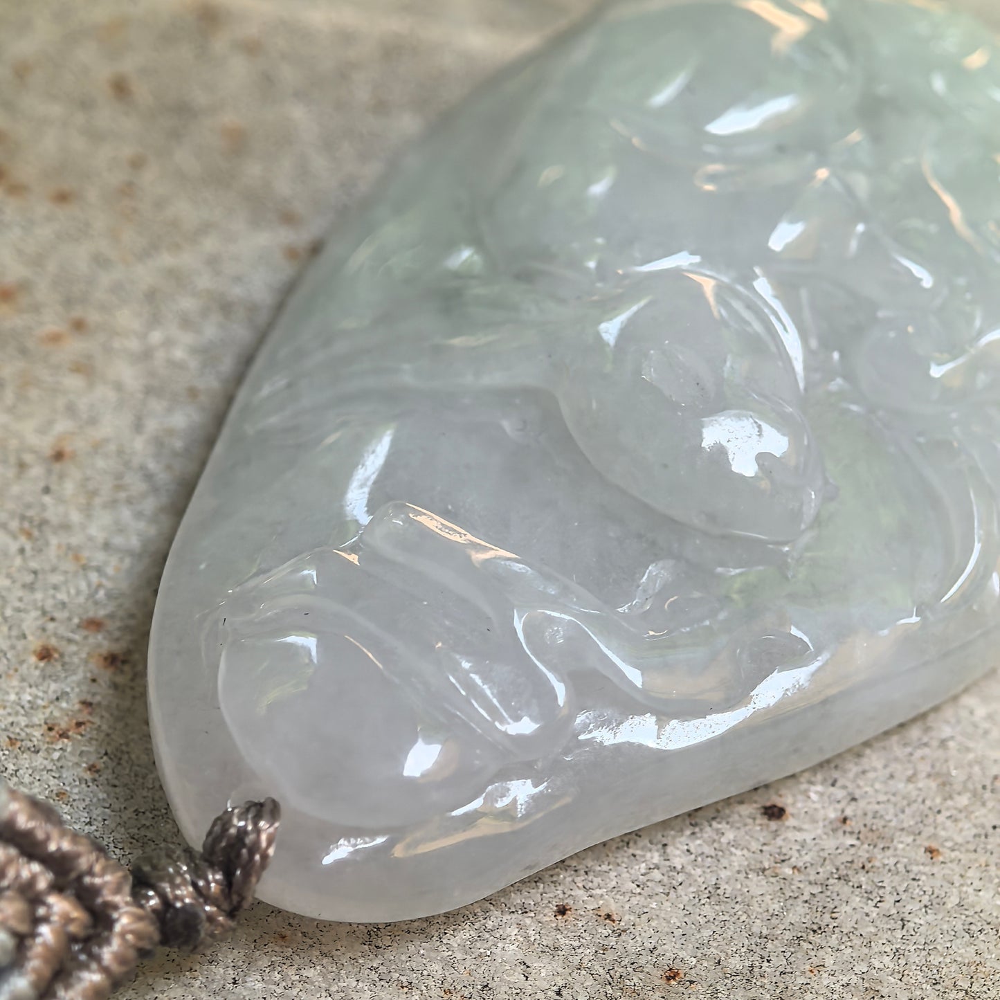 Natural Grade-A Glutinous White Rabbit Jadeite Pendant · Burmese Jade