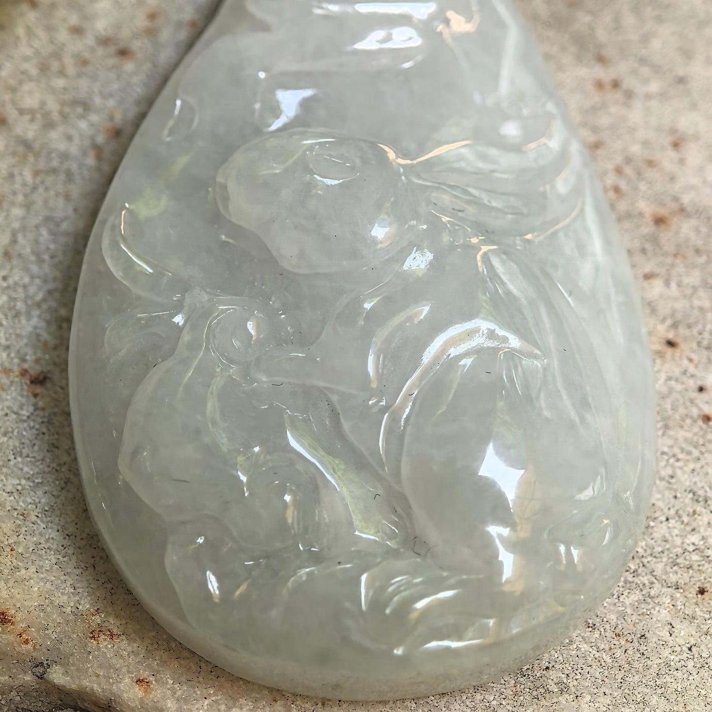 Natural Grade-A Glutinous White Rabbit Jadeite Pendant · Burmese Jade