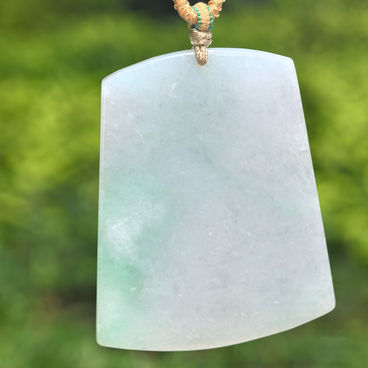 Natural Grade-A Glutinous White-Green Floral Carved Jadeite Pendant · Burmese Jade