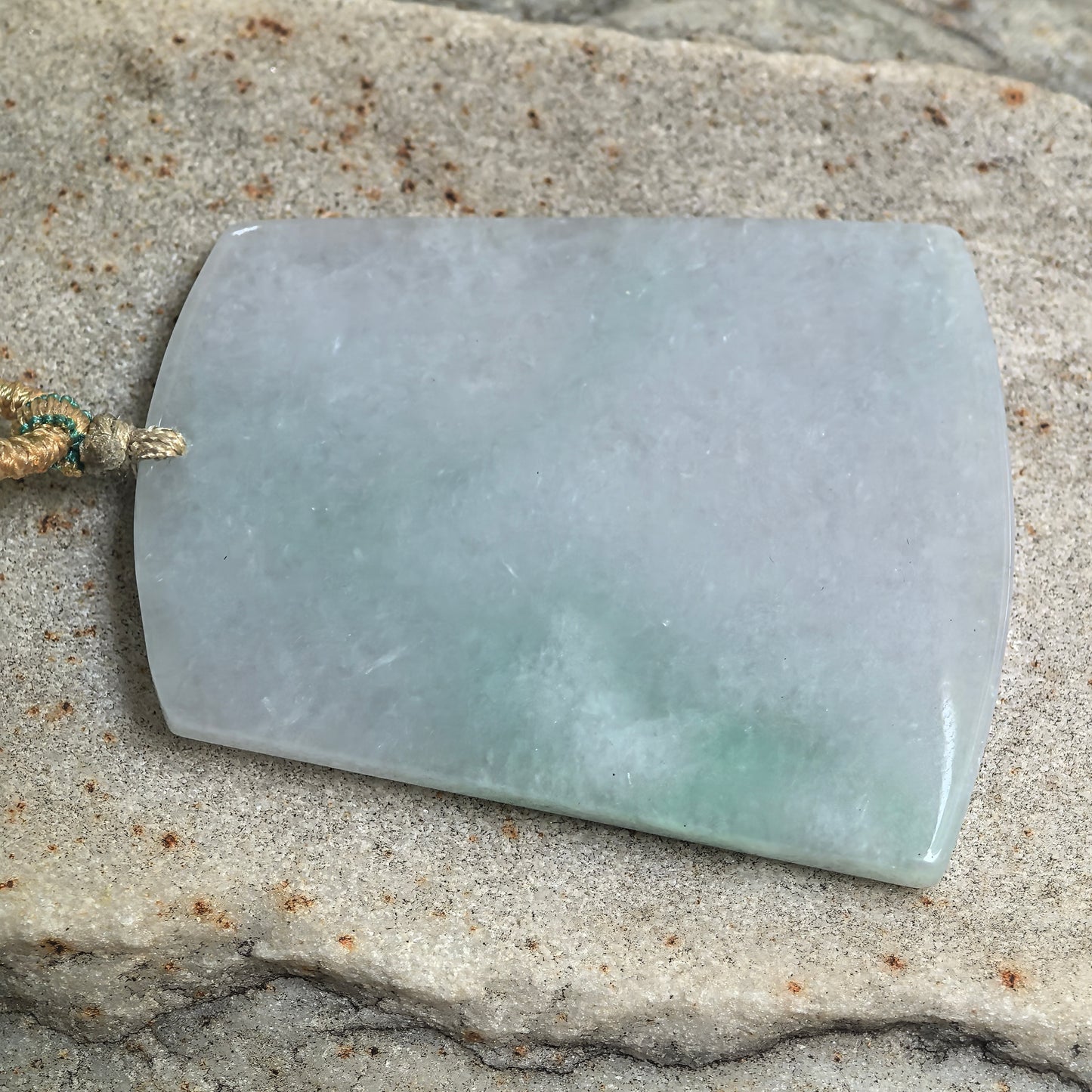 Natural Grade-A Glutinous White-Green Floral Carved Jadeite Pendant · Burmese Jade