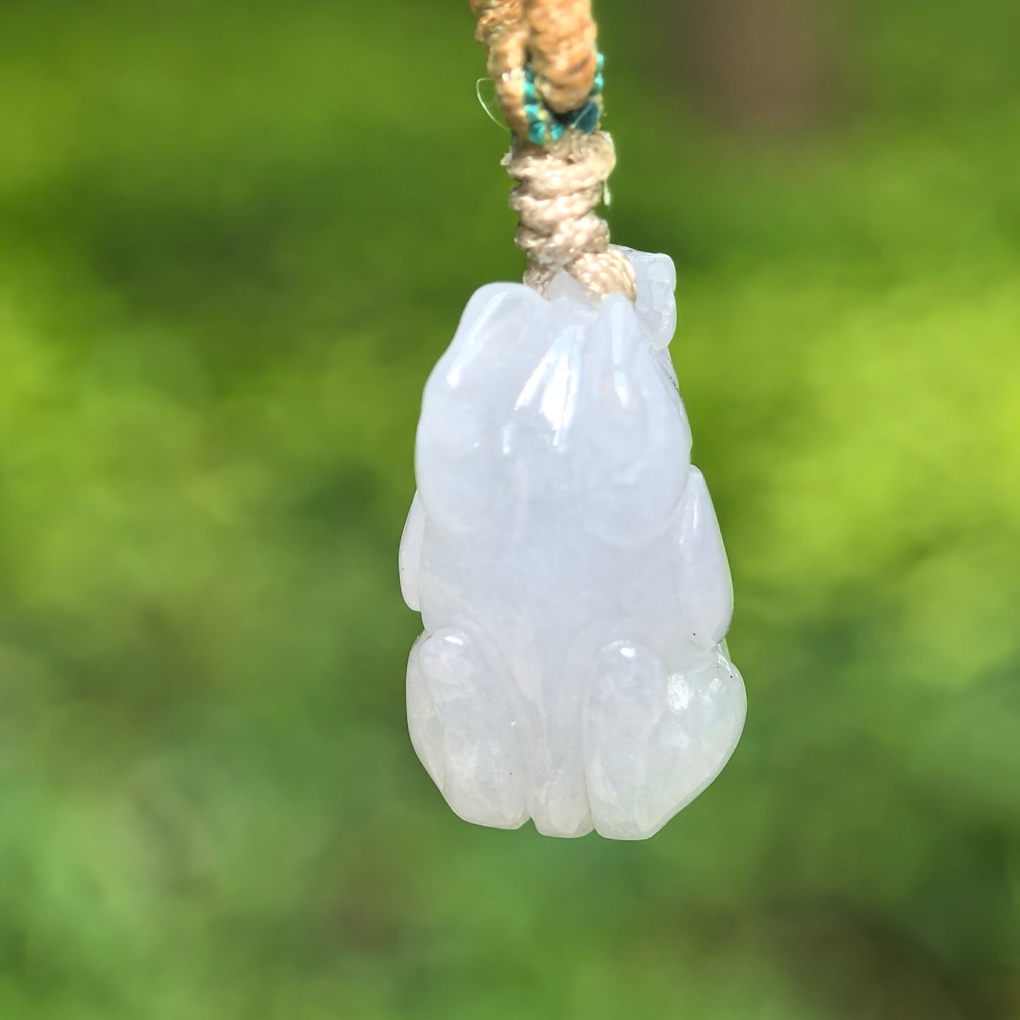 Natural Grade-A Fine Glutinous White Lavender Horse Jadeite Pendant · Burmese Jade