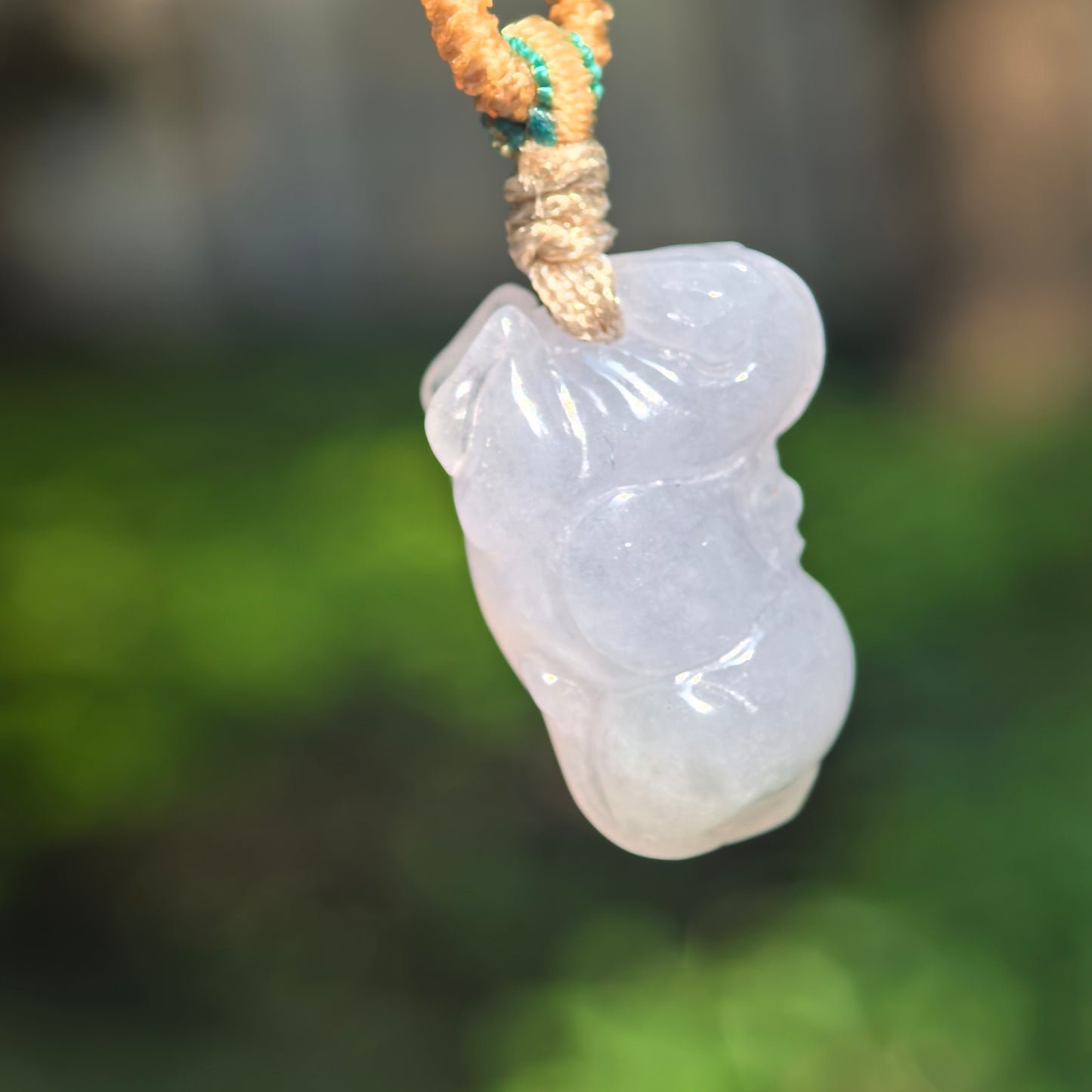 Natural Grade-A Fine Glutinous White Lavender Horse Jadeite Pendant · Burmese Jade