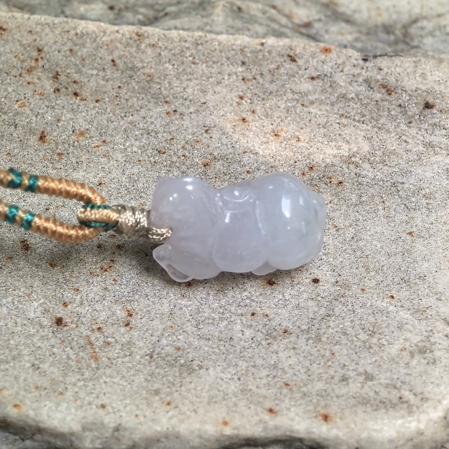 Natural Grade-A Fine Glutinous White Lavender Horse Jadeite Pendant · Burmese Jade