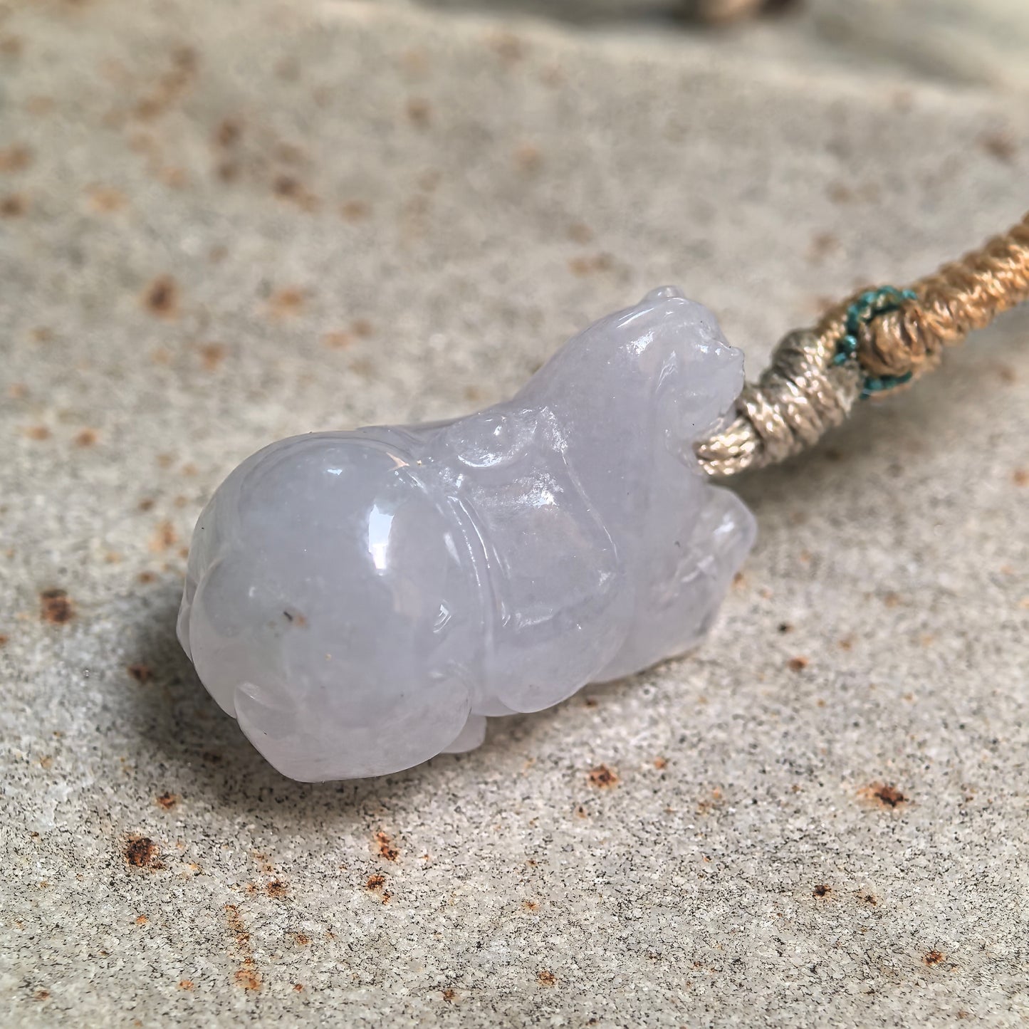Natural Grade-A Fine Glutinous White Lavender Horse Jadeite Pendant · Burmese Jade