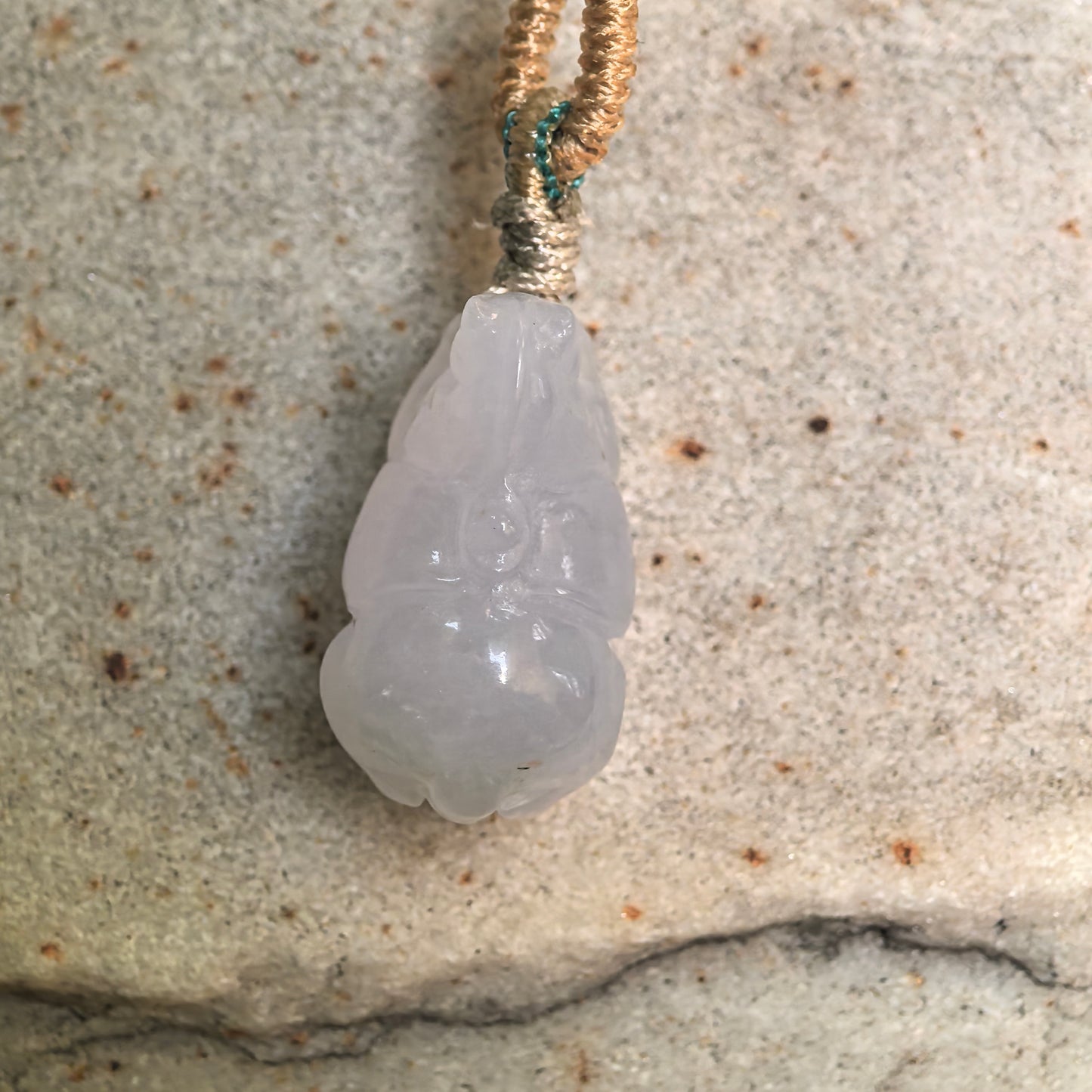 Natural Grade-A Fine Glutinous White Lavender Horse Jadeite Pendant · Burmese Jade
