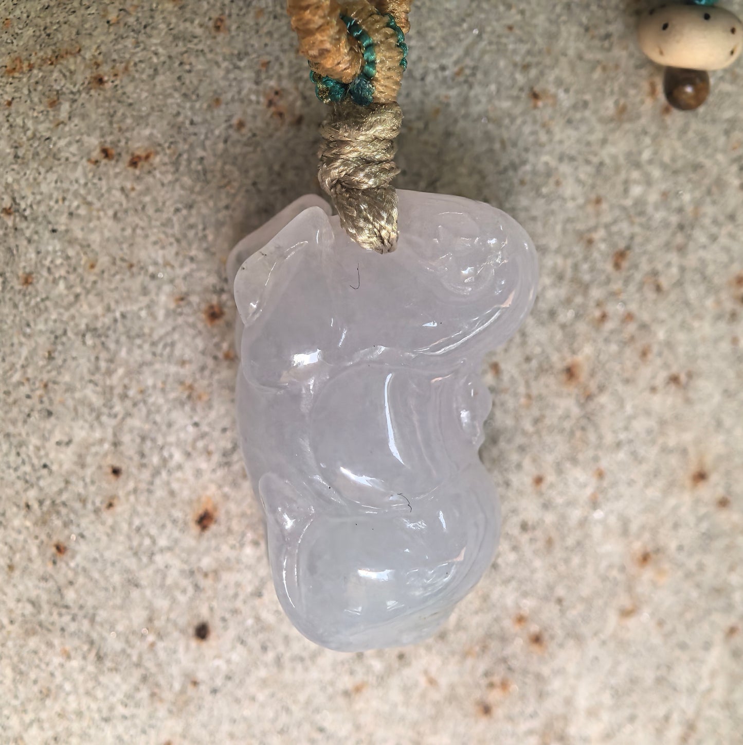Natural Grade-A Fine Glutinous White Lavender Horse Jadeite Pendant · Burmese Jade