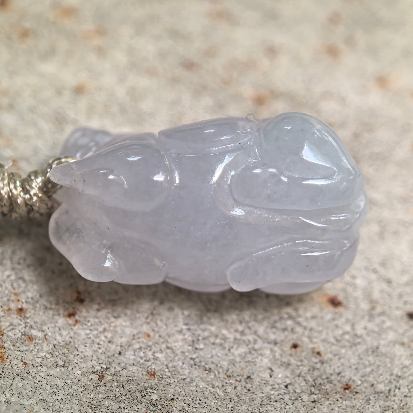 Natural Grade-A Fine Glutinous White Lavender Horse Jadeite Pendant · Burmese Jade