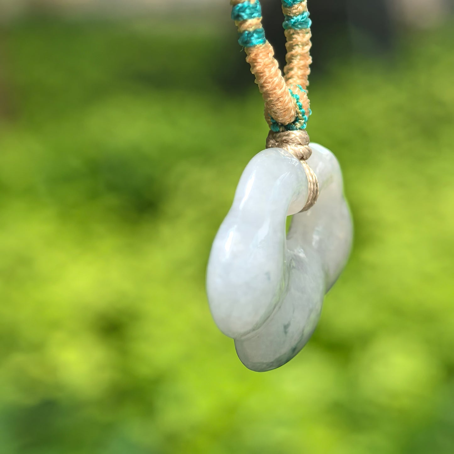 Natural Grade-A Glutinous White-Base Auspicious Cloud Jadeite Pendant · Burmese Jade