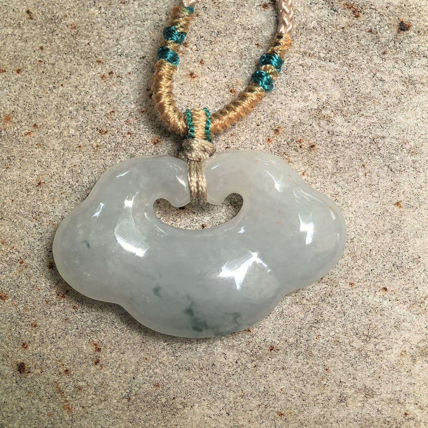 Natural Grade-A Glutinous White-Base Auspicious Cloud Jadeite Pendant · Burmese Jade