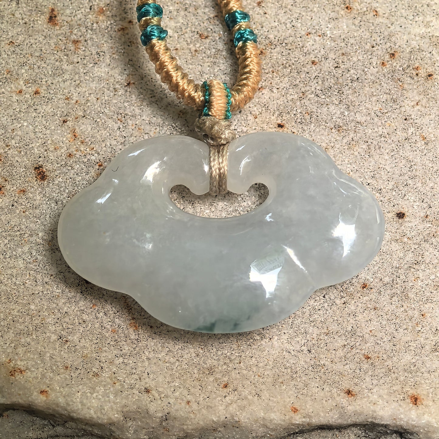 Natural Grade-A Glutinous White-Base Auspicious Cloud Jadeite Pendant · Burmese Jade