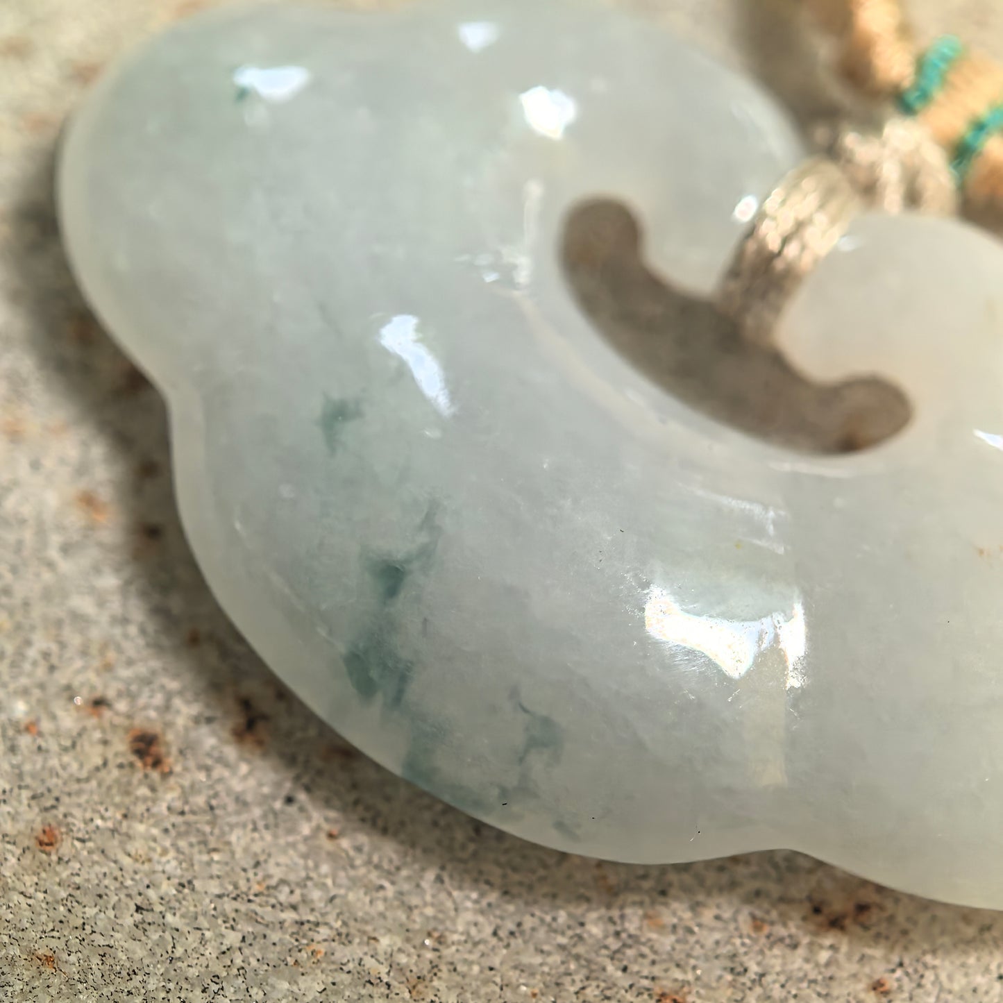 Natural Grade-A Glutinous White-Base Auspicious Cloud Jadeite Pendant · Burmese Jade
