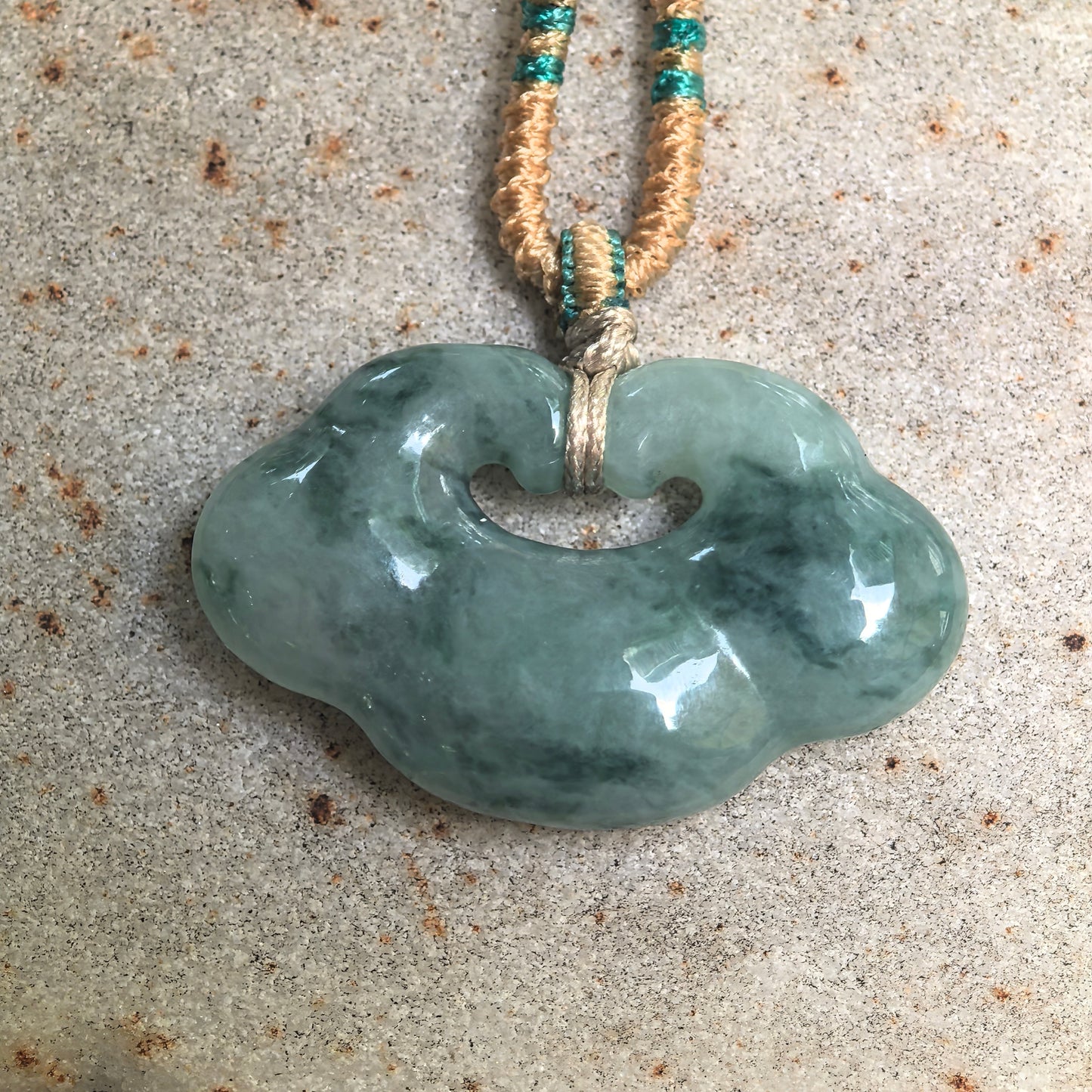 Natural Grade-A Glutinous Light Green Floating Dark Green Auspicious Cloud Jadeite Pendant · Burmese Jade