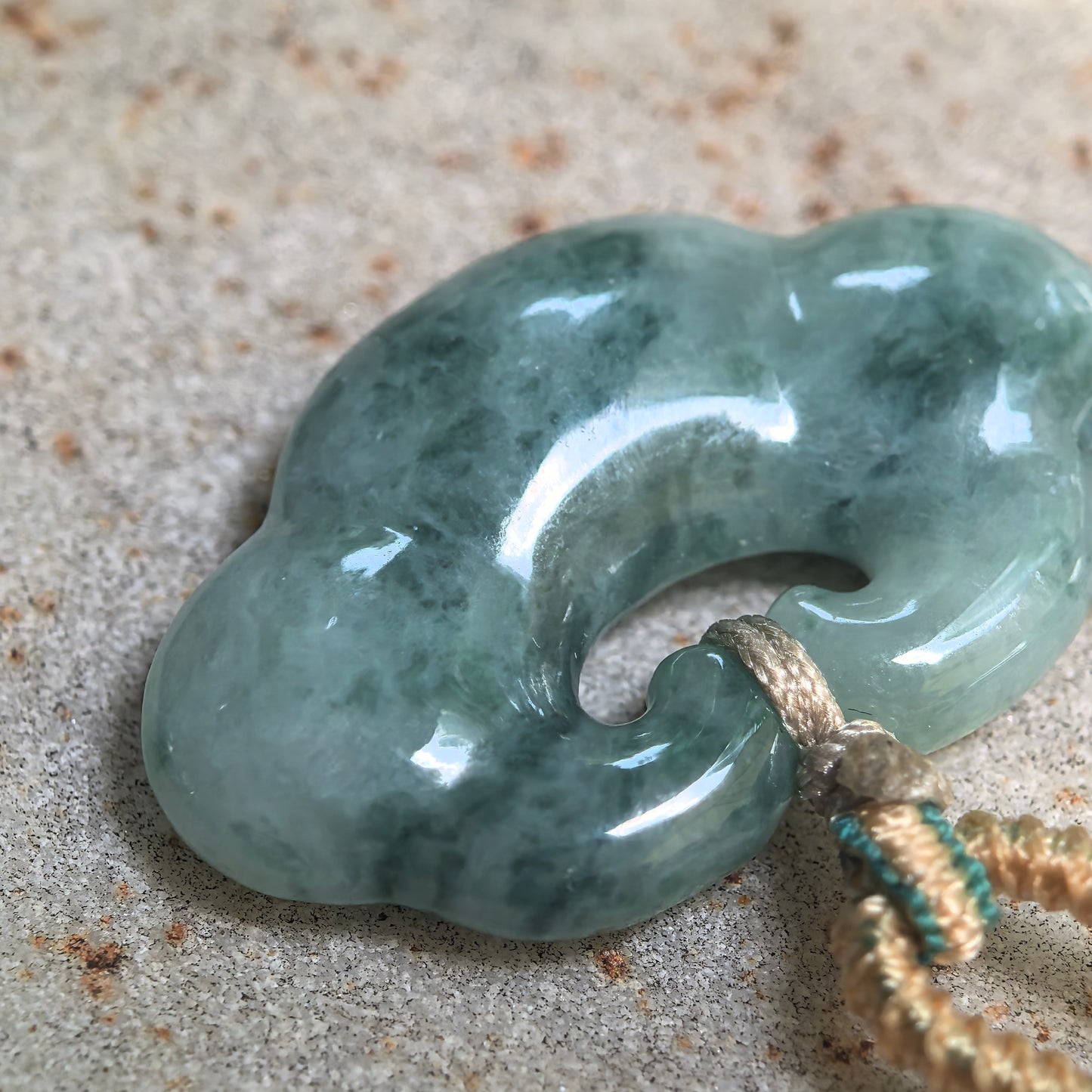 Natural Grade-A Glutinous Light Green Floating Dark Green Auspicious Cloud Jadeite Pendant · Burmese Jade