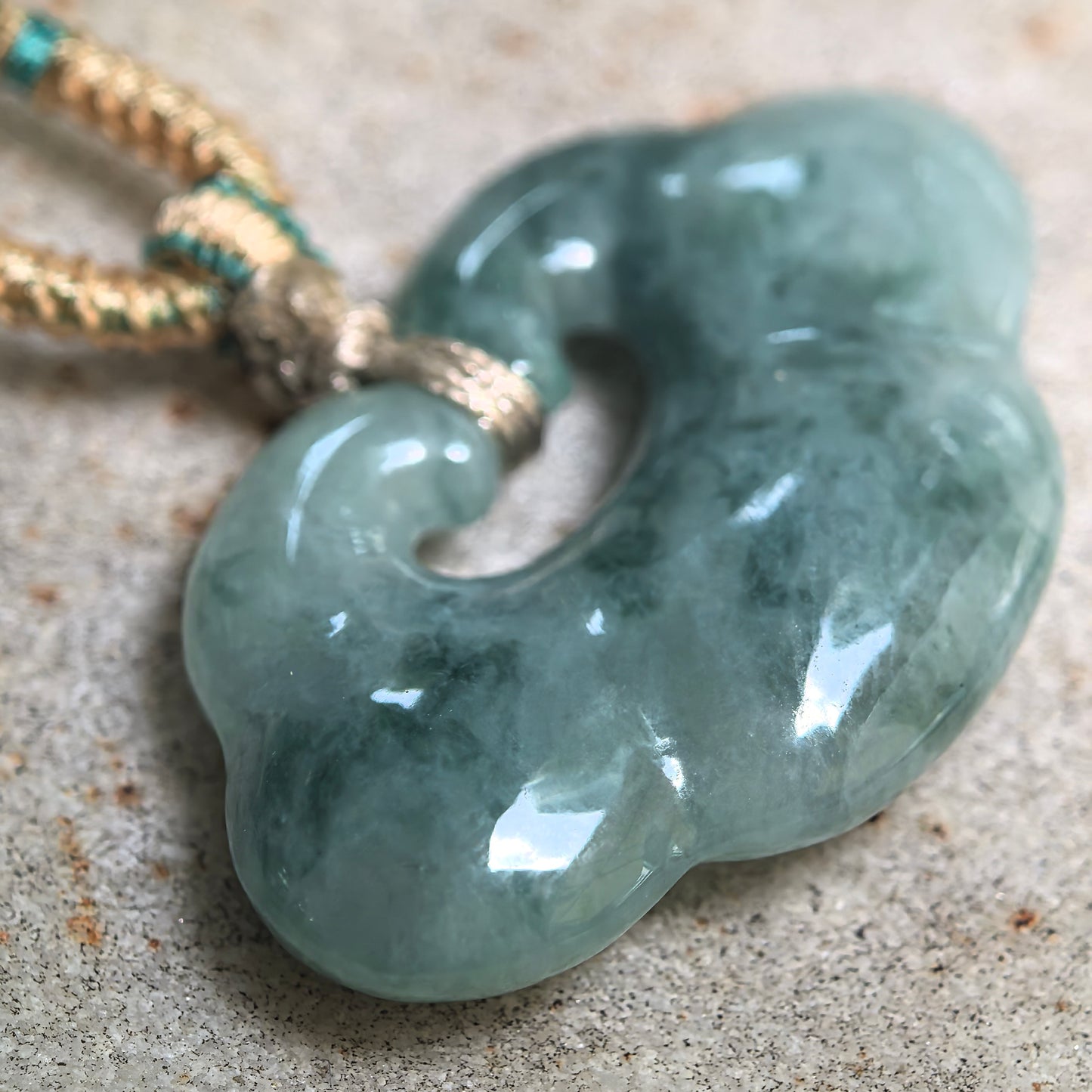 Natural Grade-A Glutinous Light Green Floating Dark Green Auspicious Cloud Jadeite Pendant · Burmese Jade