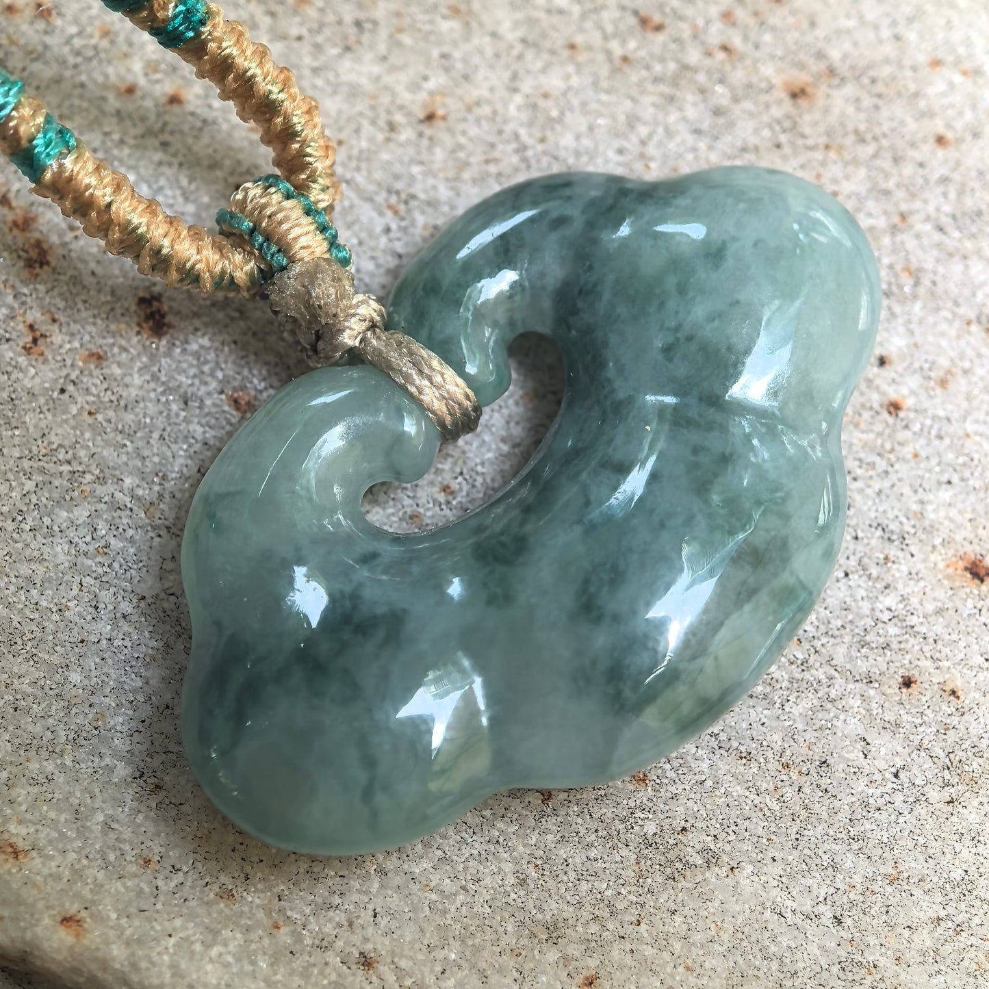 Natural Grade-A Glutinous Light Green Floating Dark Green Auspicious Cloud Jadeite Pendant · Burmese Jade