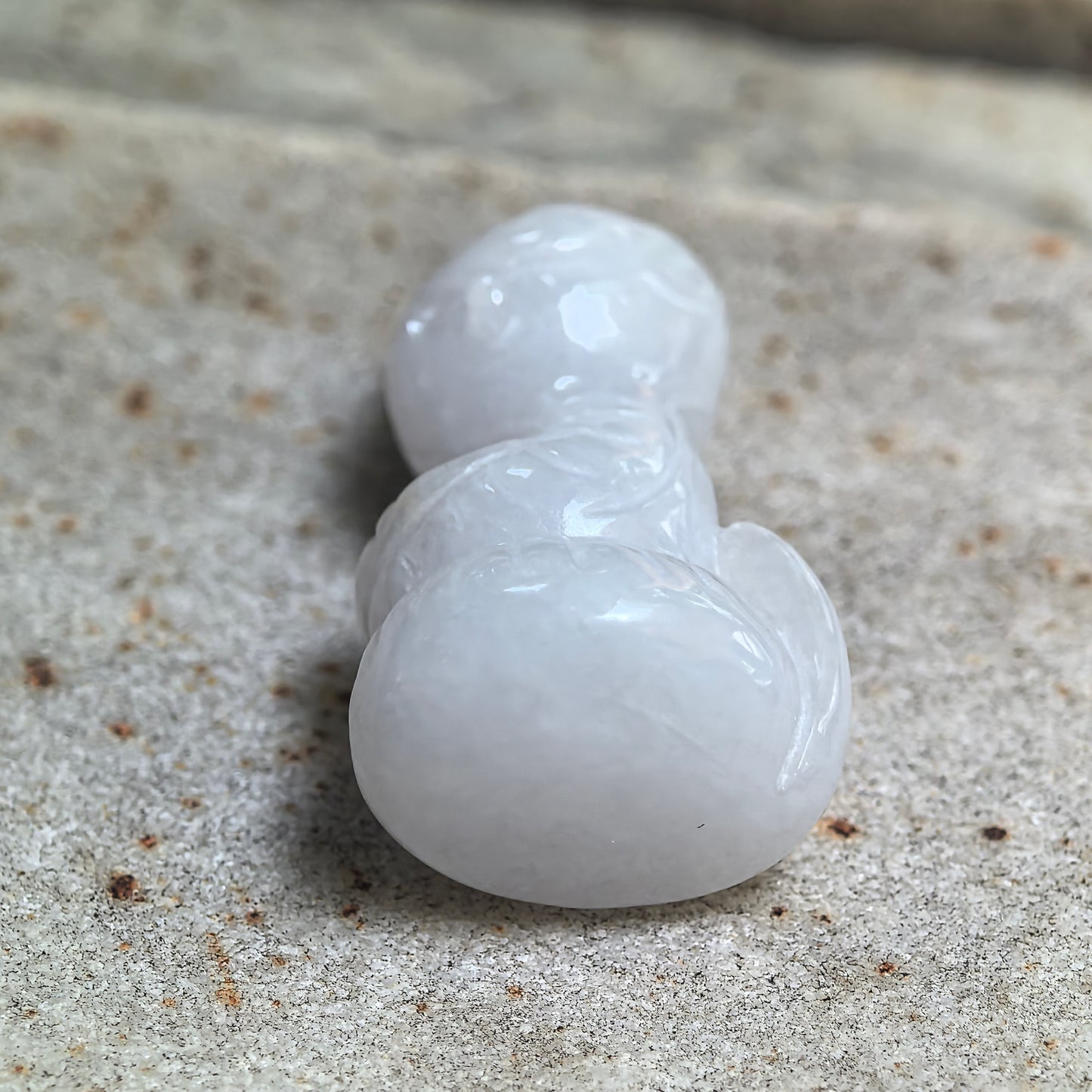 Natural Grade-A Glutinous White Cartoon Snake Jadeite Ornament · Burmese Jade