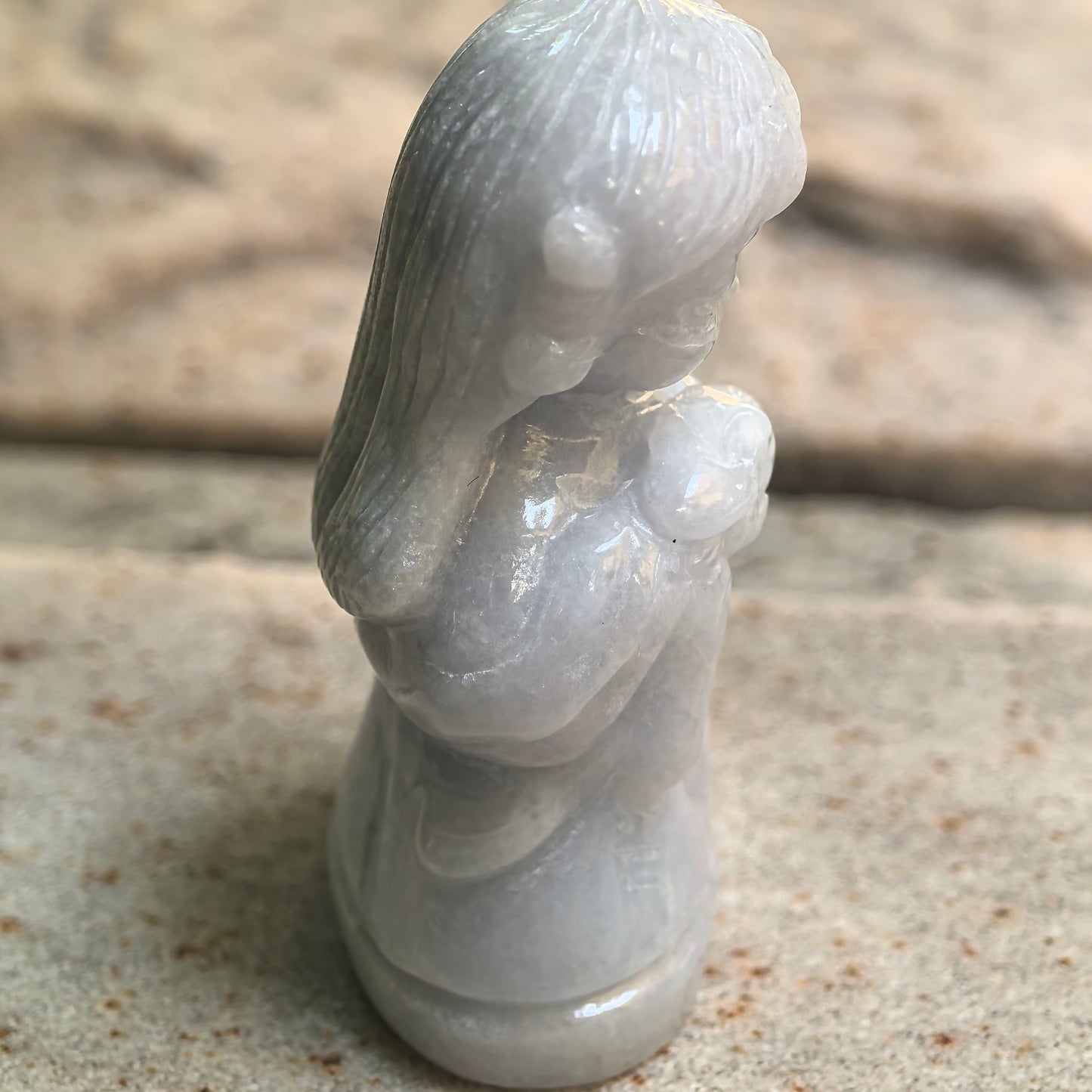 Natural Grade-A Glutinous White Jadeite Chang'e Ornament · Burmese Jade