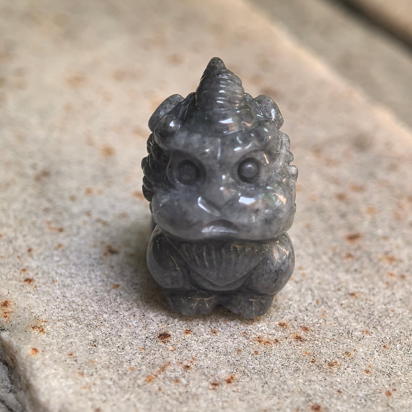 Natural Grade-A Glutinous Black-Gray Cute Pixiu Jadeite Ornament · Burmese Jade