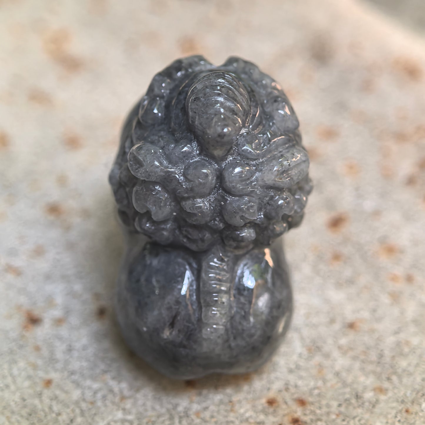 Natural Grade-A Glutinous Black-Gray Cute Pixiu Jadeite Ornament · Burmese Jade