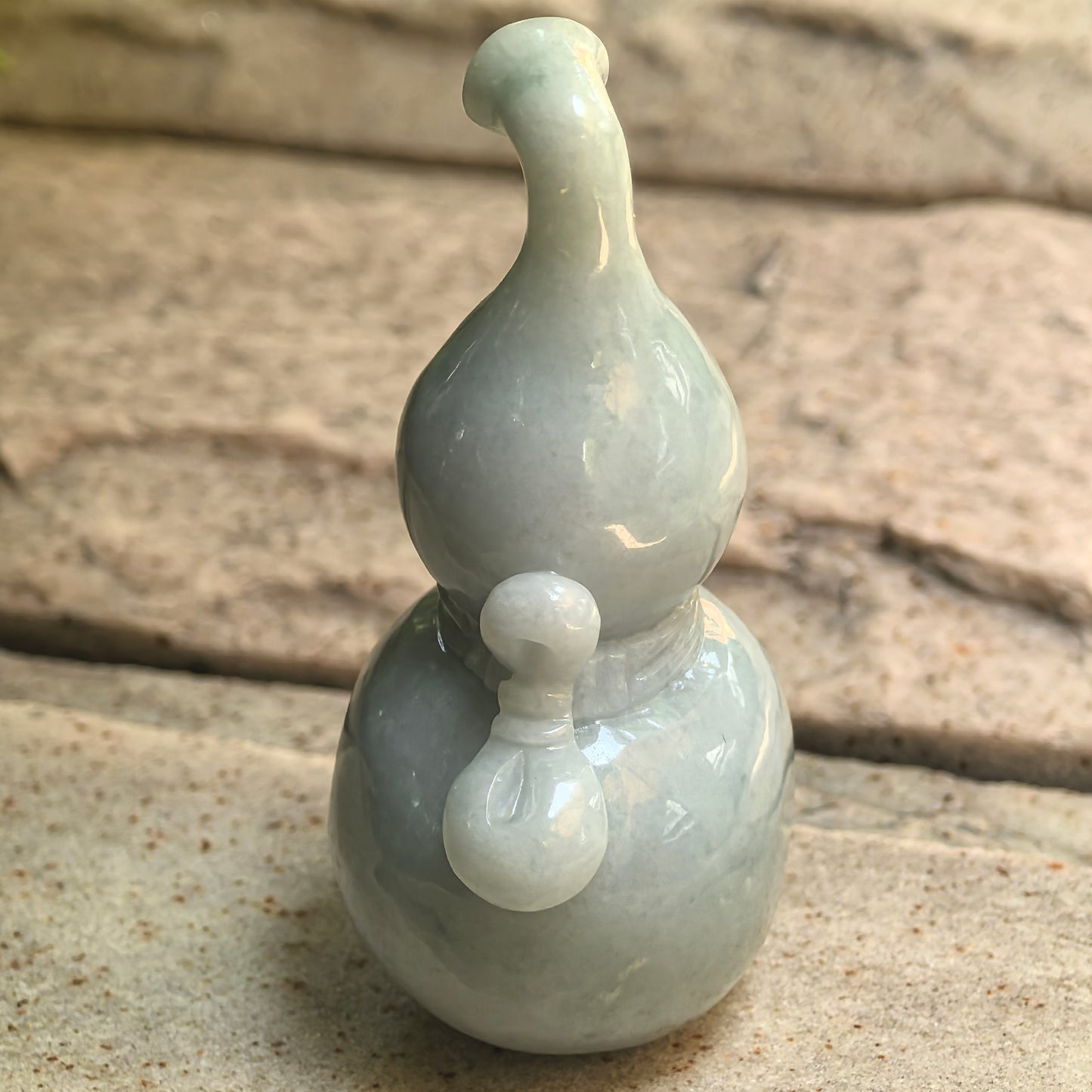 Natural Grade-A Glutinous White Light Green Gourd Jadeite Ornament · Burmese Jade