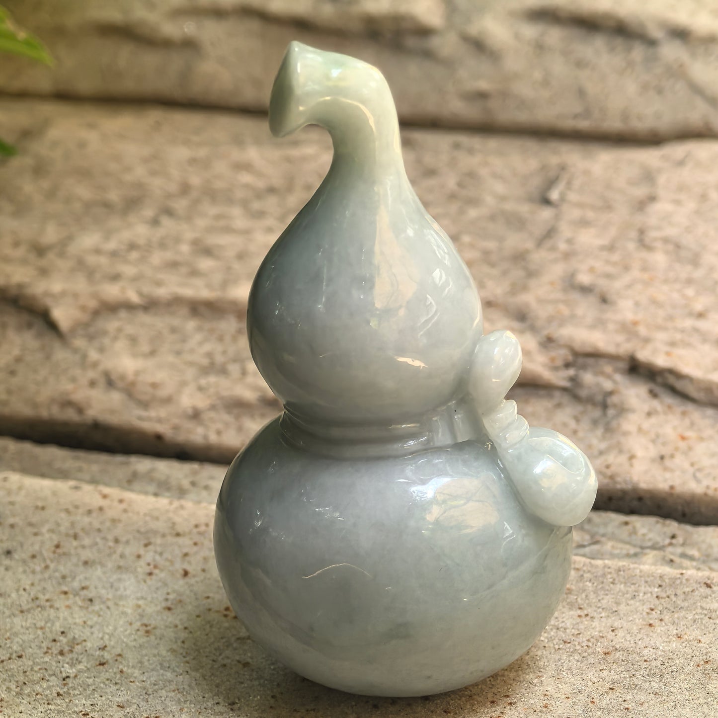 Natural Grade-A Glutinous White Light Green Gourd Jadeite Ornament · Burmese Jade