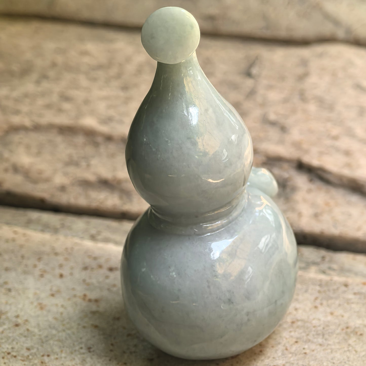 Natural Grade-A Glutinous White Light Green Gourd Jadeite Ornament · Burmese Jade