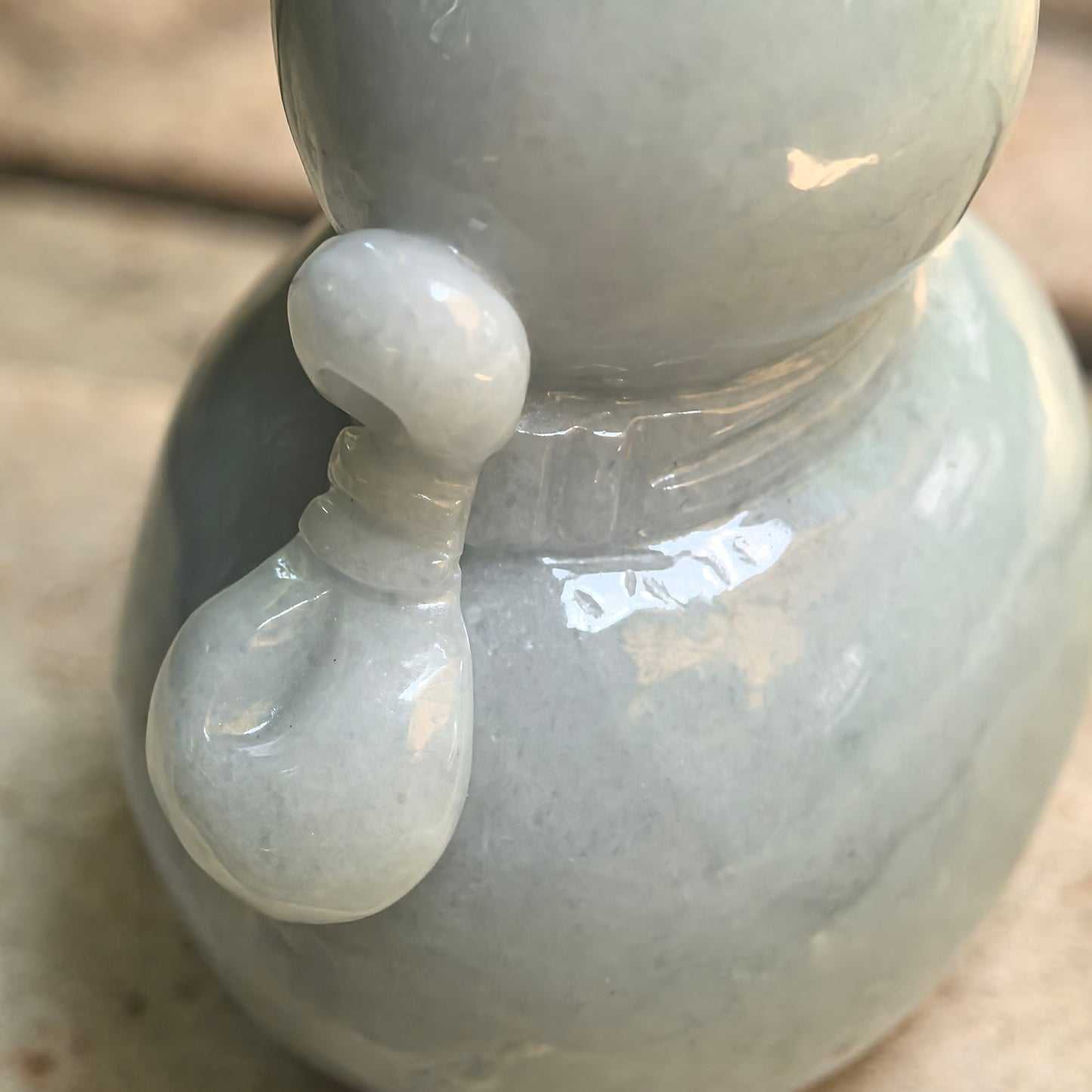 Natural Grade-A Glutinous White Light Green Gourd Jadeite Ornament · Burmese Jade