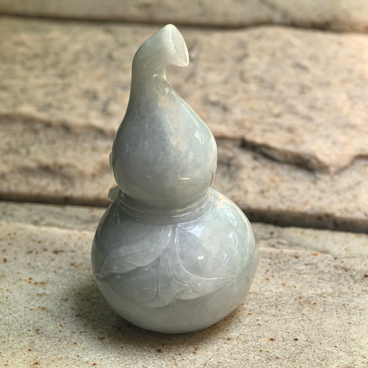 Natural Grade-A Glutinous White Light Green Gourd Jadeite Ornament · Burmese Jade