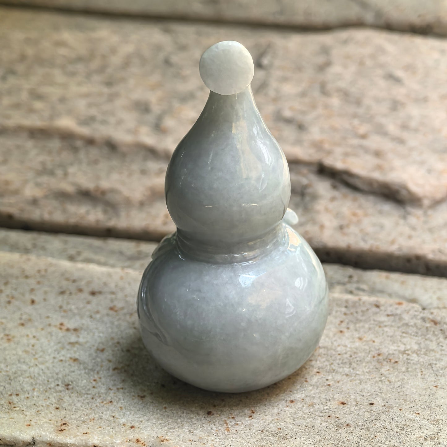Natural Grade-A Glutinous White Light Green Gourd Jadeite Ornament · Burmese Jade