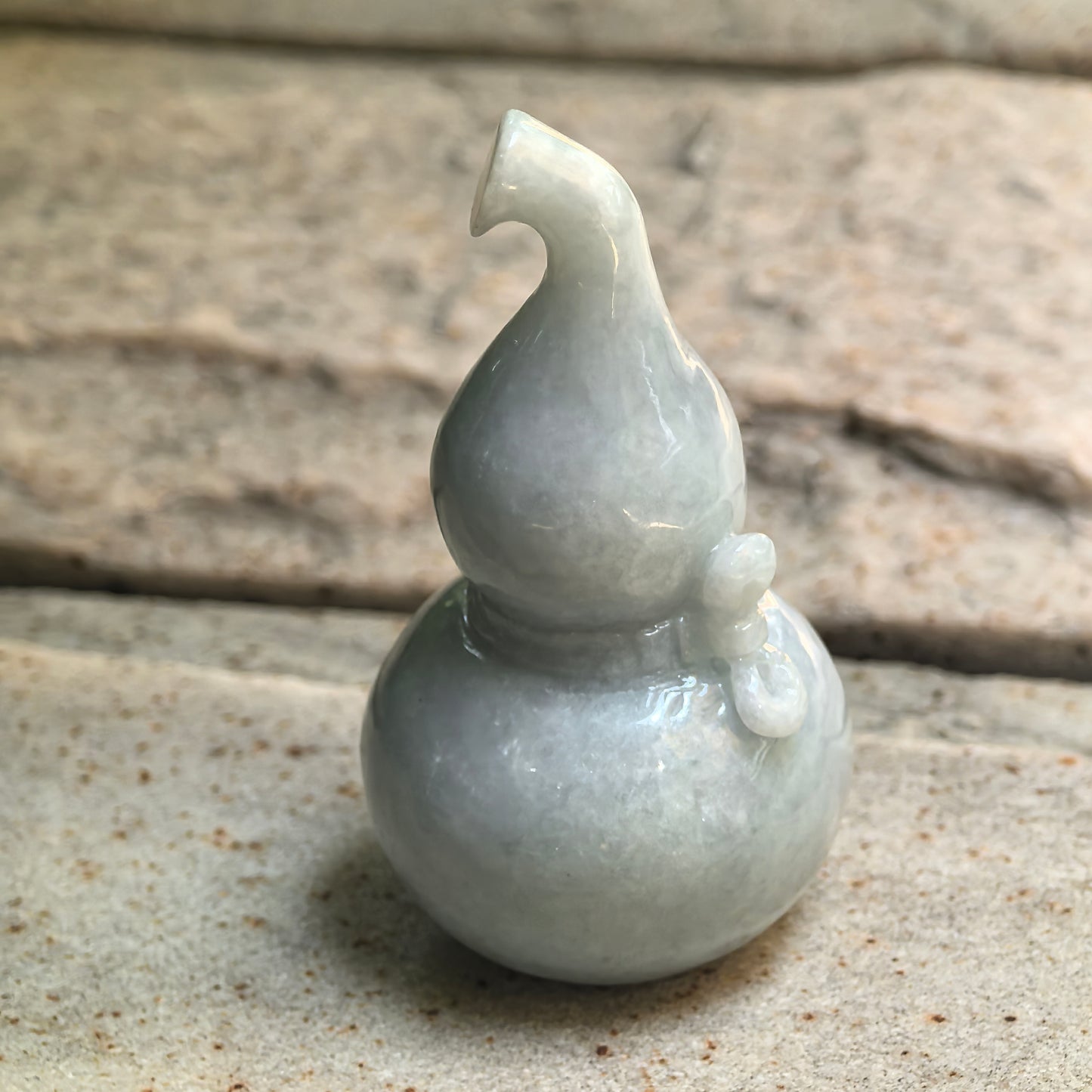 Natural Grade-A Glutinous White Light Green Gourd Jadeite Ornament · Burmese Jade