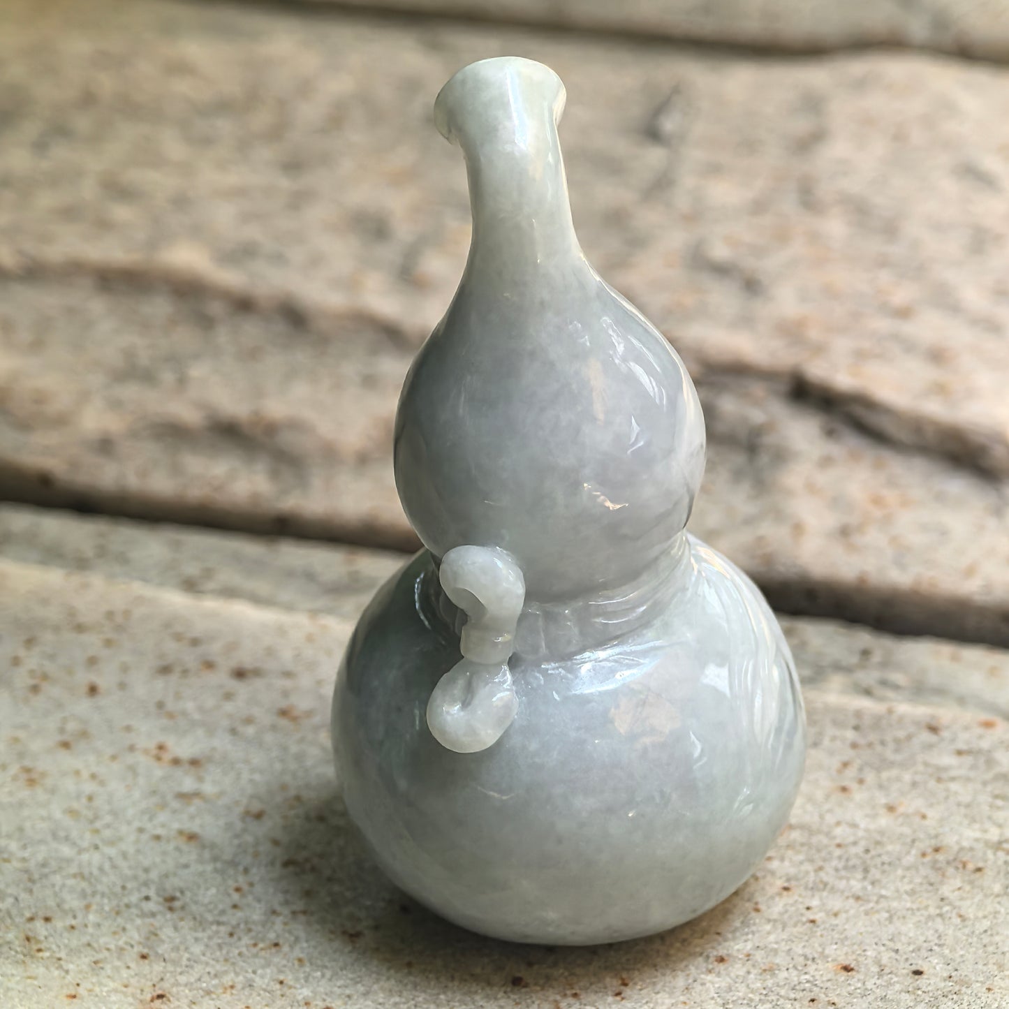 Natural Grade-A Glutinous White Light Green Gourd Jadeite Ornament · Burmese Jade