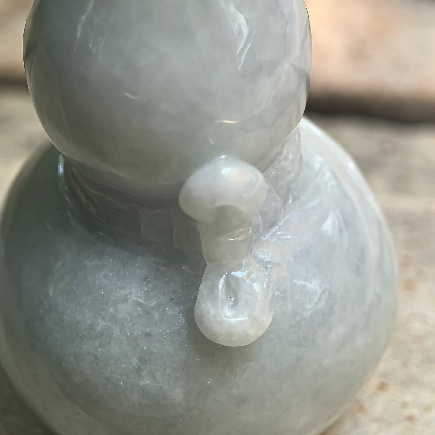 Natural Grade-A Glutinous White Light Green Gourd Jadeite Ornament · Burmese Jade