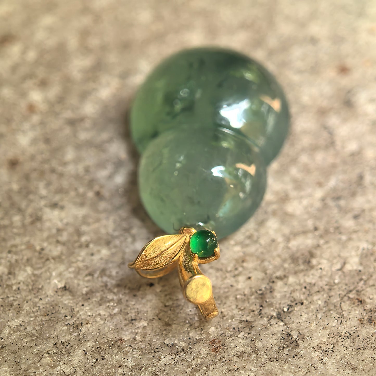 Natural Grade-A Icy Glutinous Deep Green Floating Flower Gourd Jadeite Pendant · Burmese Jade